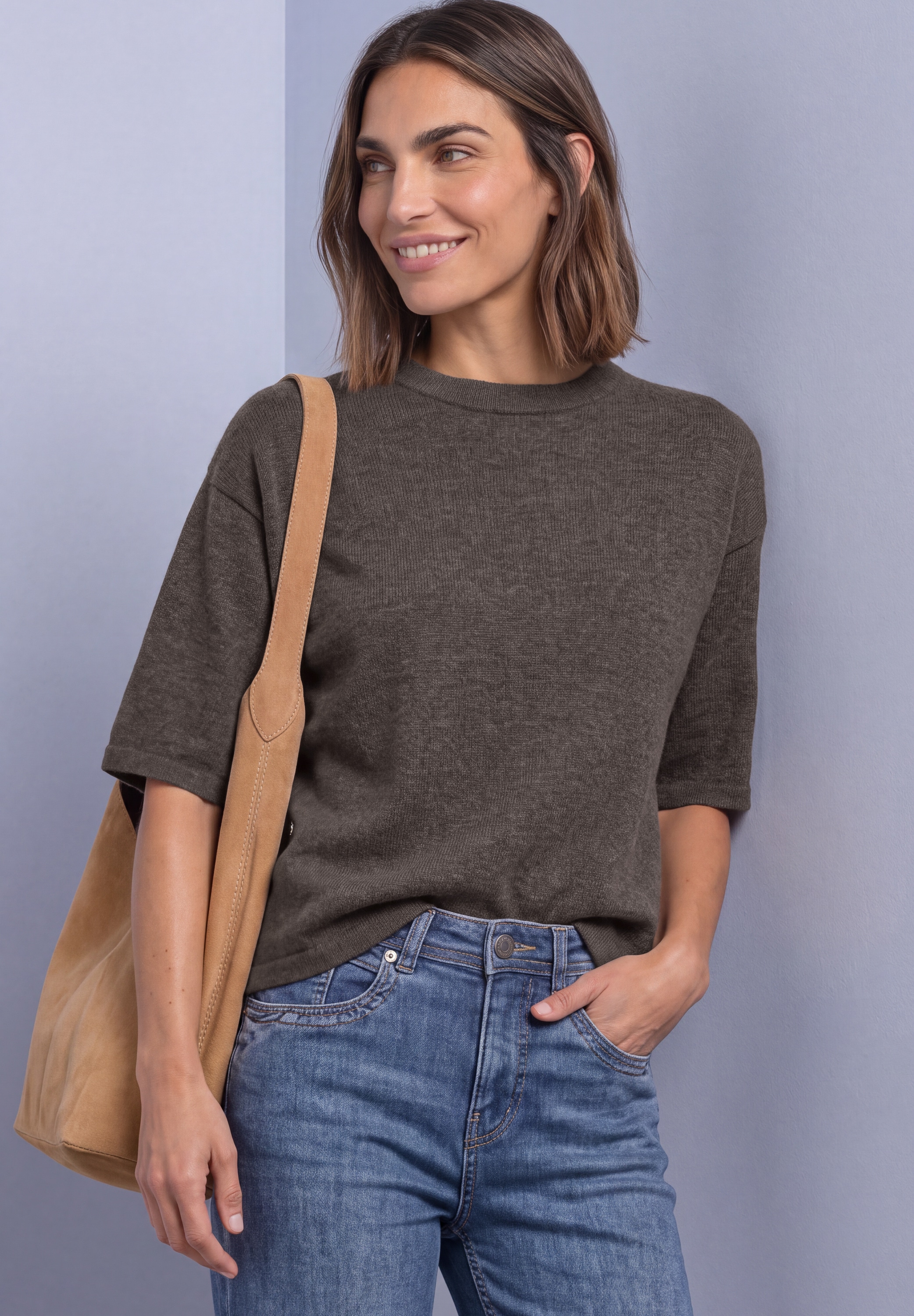 STREET ONE Strickpullover 3/4-Arm Pullover mit Rundhals