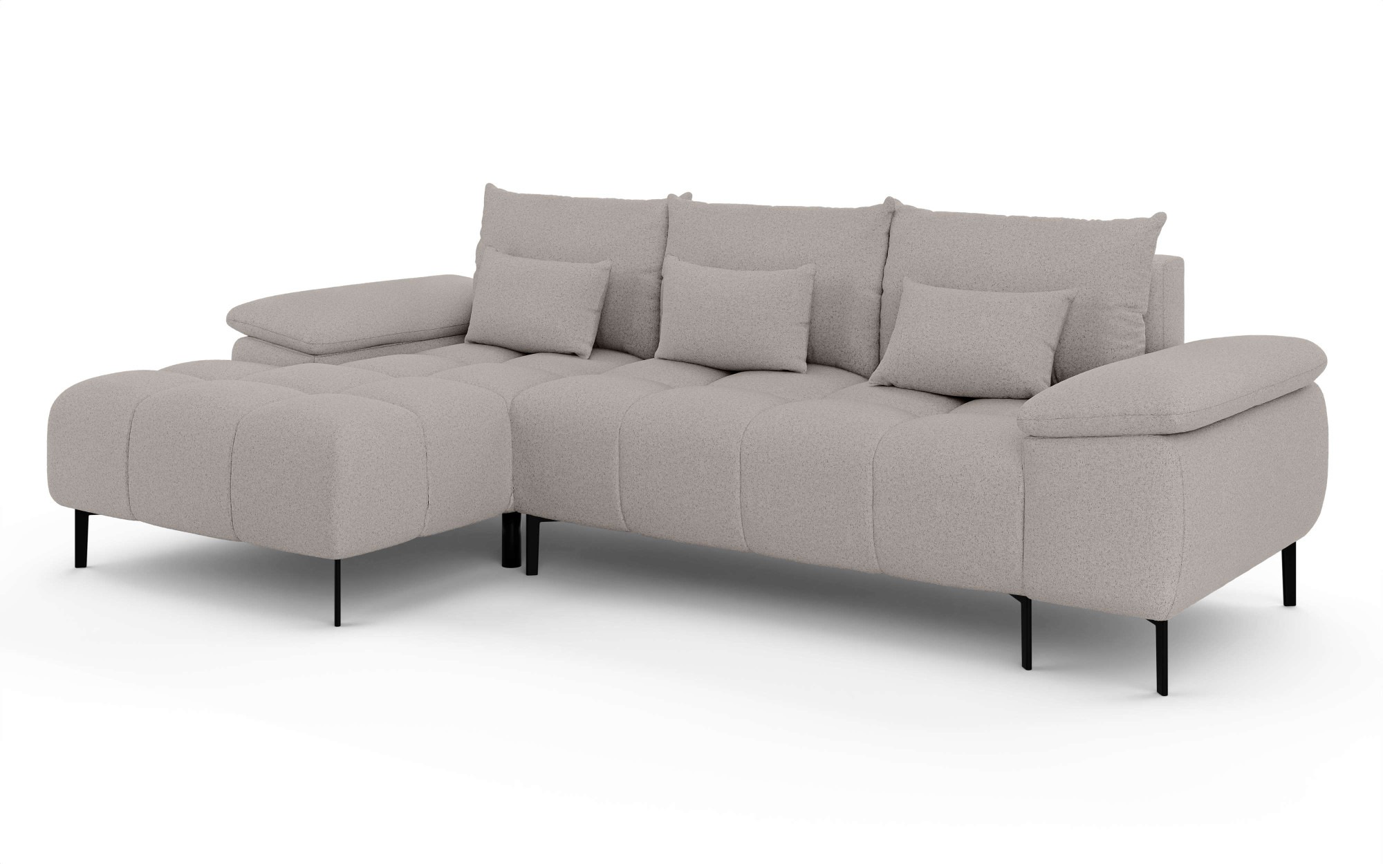 INOSIGN Ecksofa »DROMARA Schlafsofa mit Bettkasten, Masse: B/T/H 277/141/91 cm«, L-Form mit Recamiere rechts/links bestellbar, Wellenunterfederung