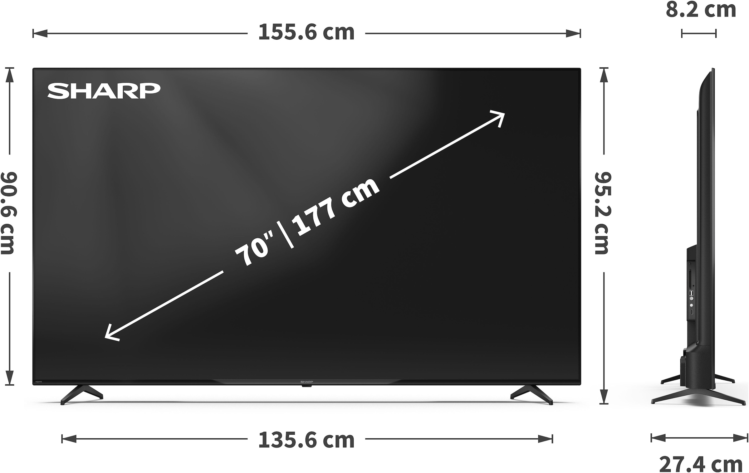 Sharp Téléviseur LED »4T-C70HLx« 177 cm/70 ″