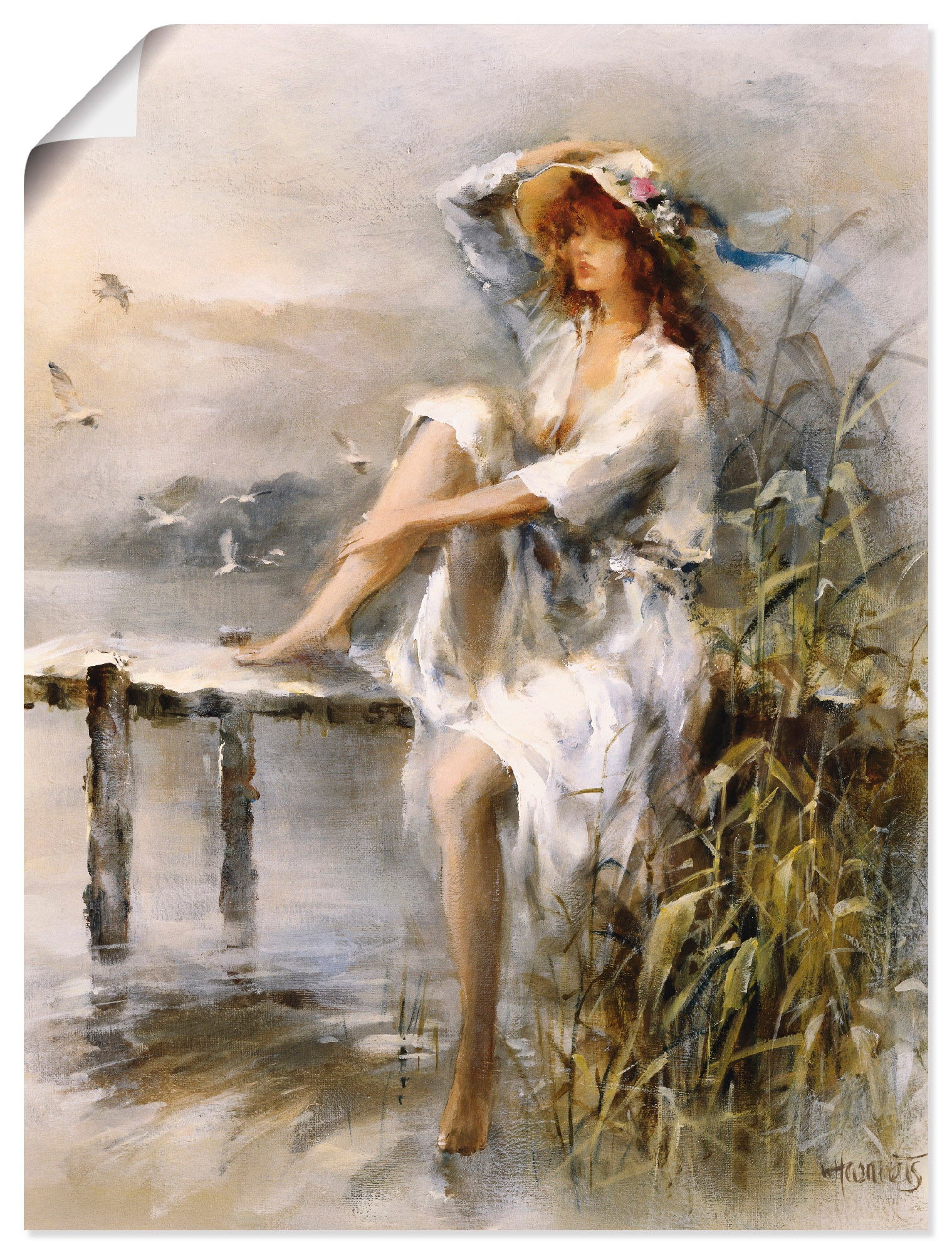(1 versch. St.), »Wasserseite«, als Wandaufkleber in Artland Leinwandbild, oder Wandbild Frau, Grössen Poster