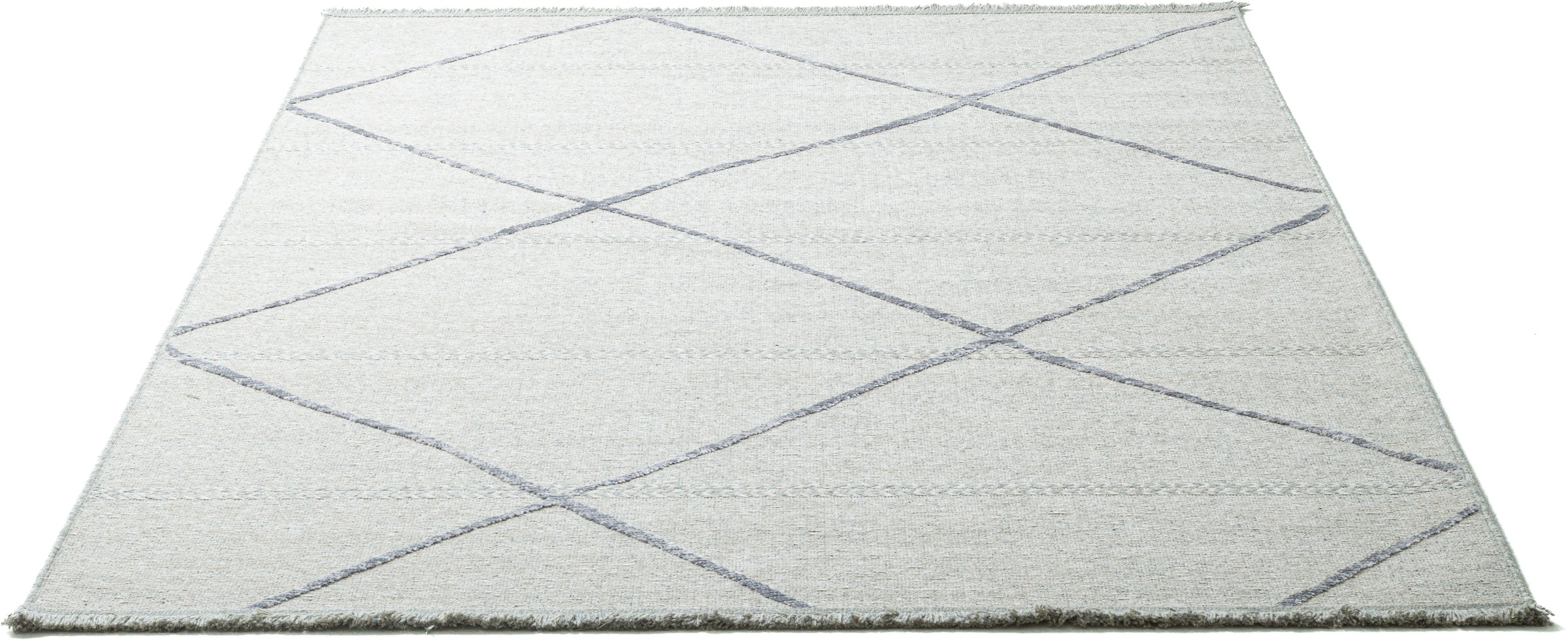 Sansibar Teppich »Braderup« rechteckig 2 mm Höhe Flachgewebe, modernes Scandi Design, Motiv Rauten, mit Fransen