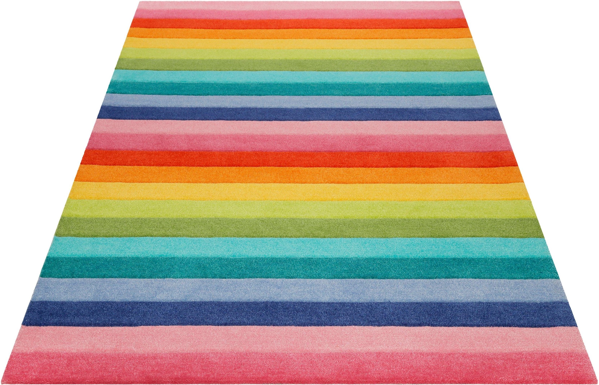 Image of SMART KIDS Kinderteppich »Rainbow Stripes«, rechteckig, 9 mm Höhe, Regenbogen Farben, Konturenschnitt bei Ackermann Versand Schweiz