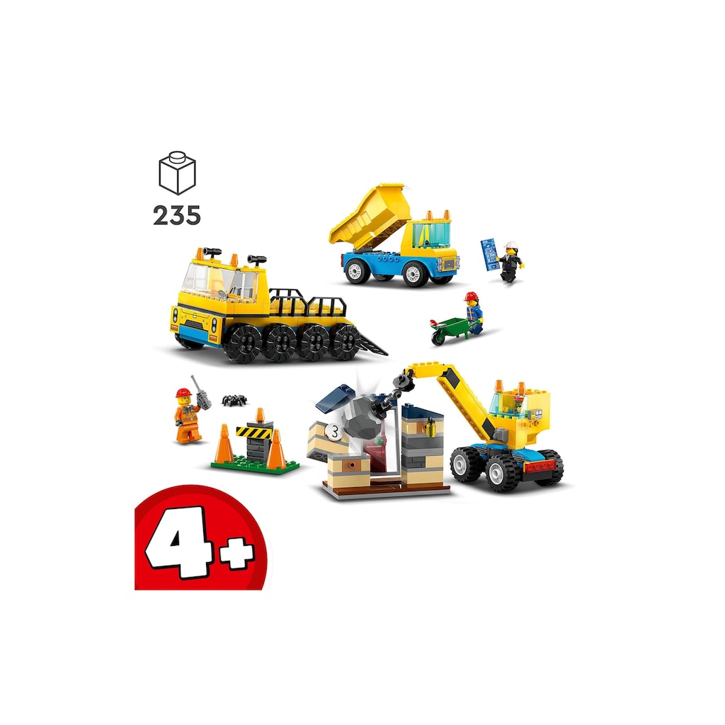 LEGO® Spielbausteine »City Baufahrzeuge und Kran mi«, (235 St.)