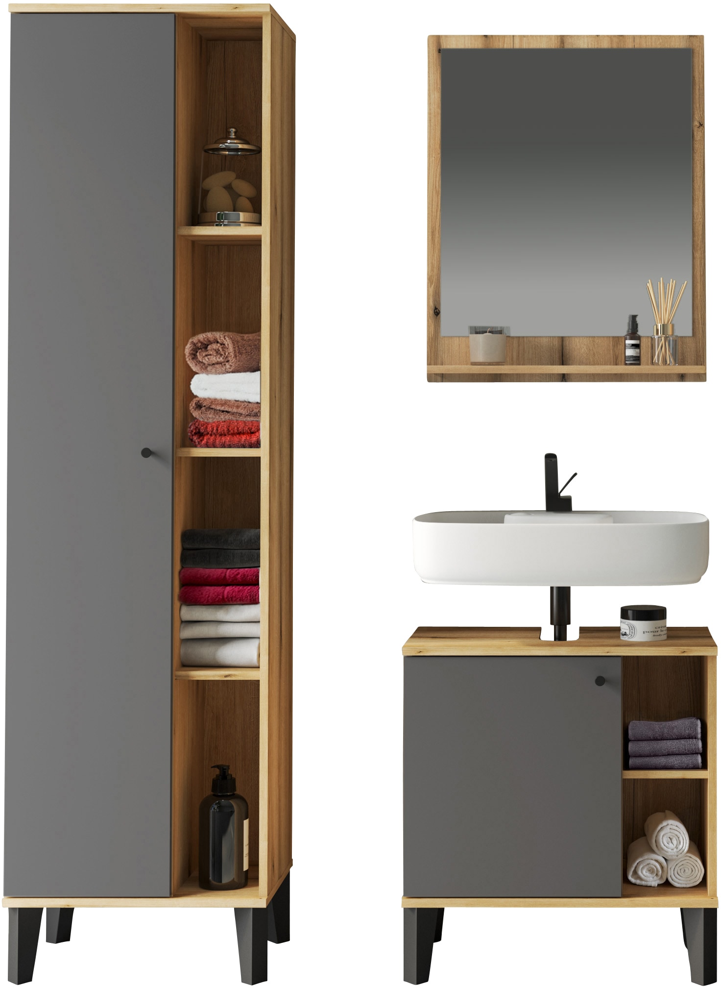 Image of Home affaire Badmöbel-Set "OSLO, Bad im skandinavischen Design" Set, 3 Stk. tlg.