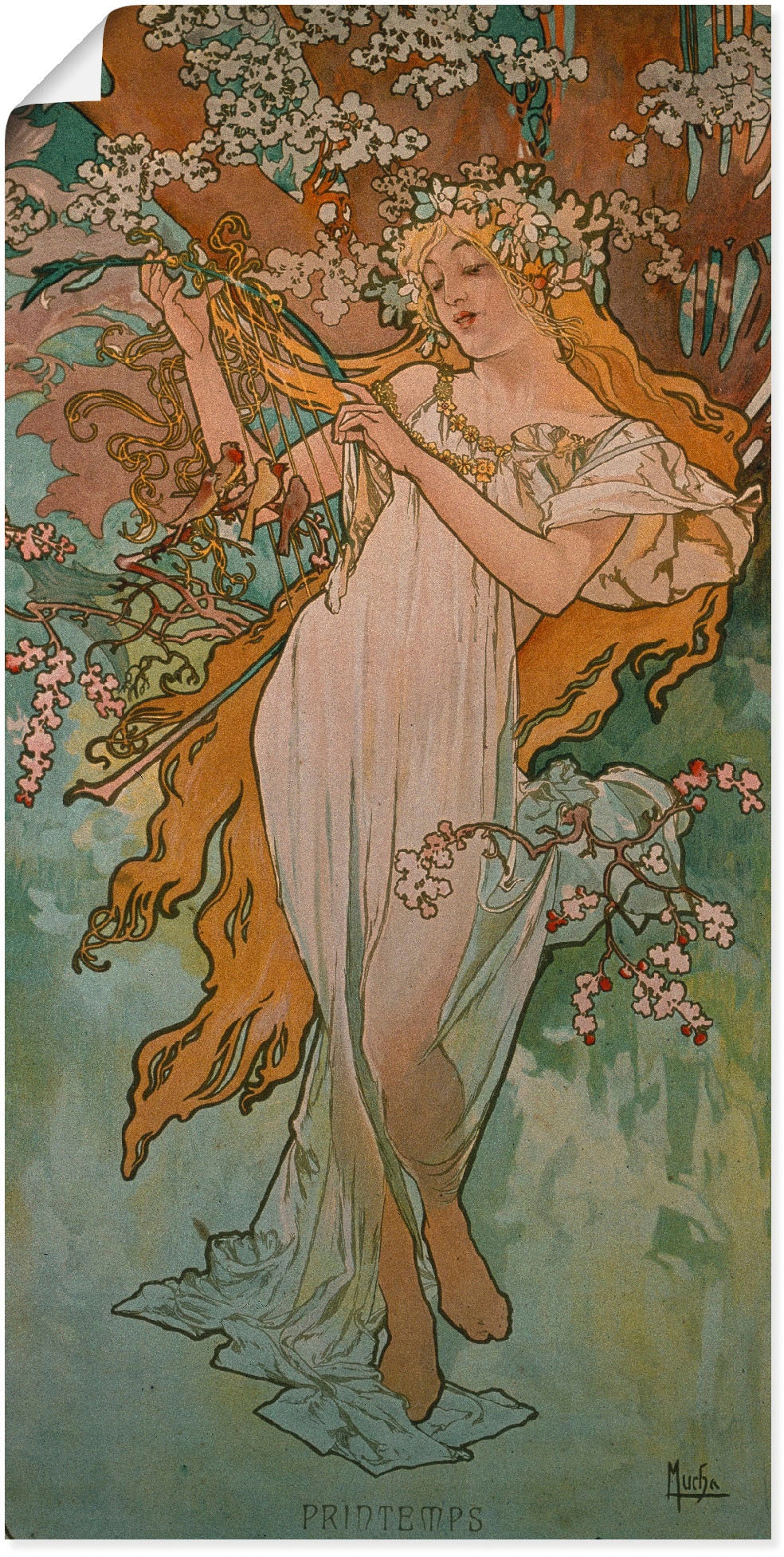 Artland Kunstdruck »Jahreszeiten: Frühling. 1896.«, Frau, (1 St.), als Alubild, Leinwandbild, Wandaufkleber oder Poster in versch. Grössen