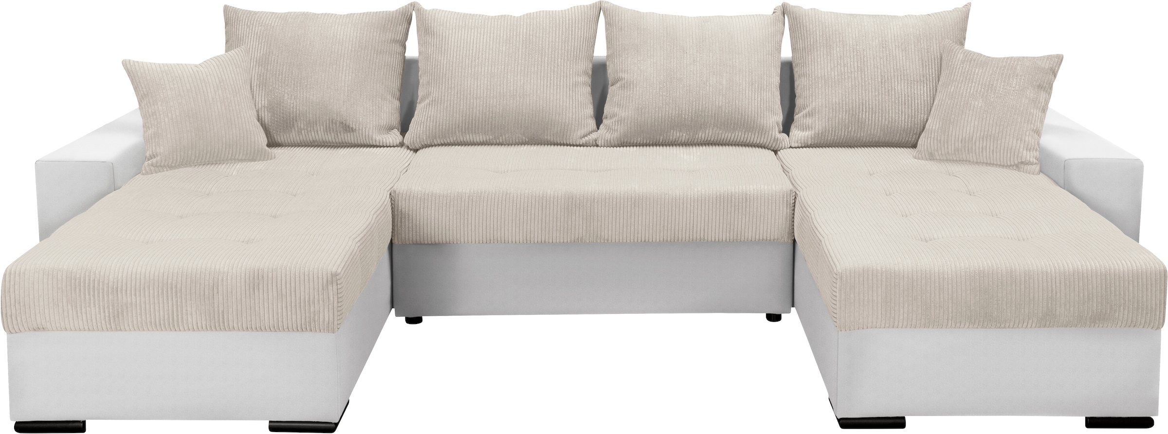 COLLECTION AB Wohnlandschaft "Josy XL U-Form, B: 313 cm in Cord, Cord-Mix" Schlaffunktion, Bettkasten & 2 Zierkissen, Federkern