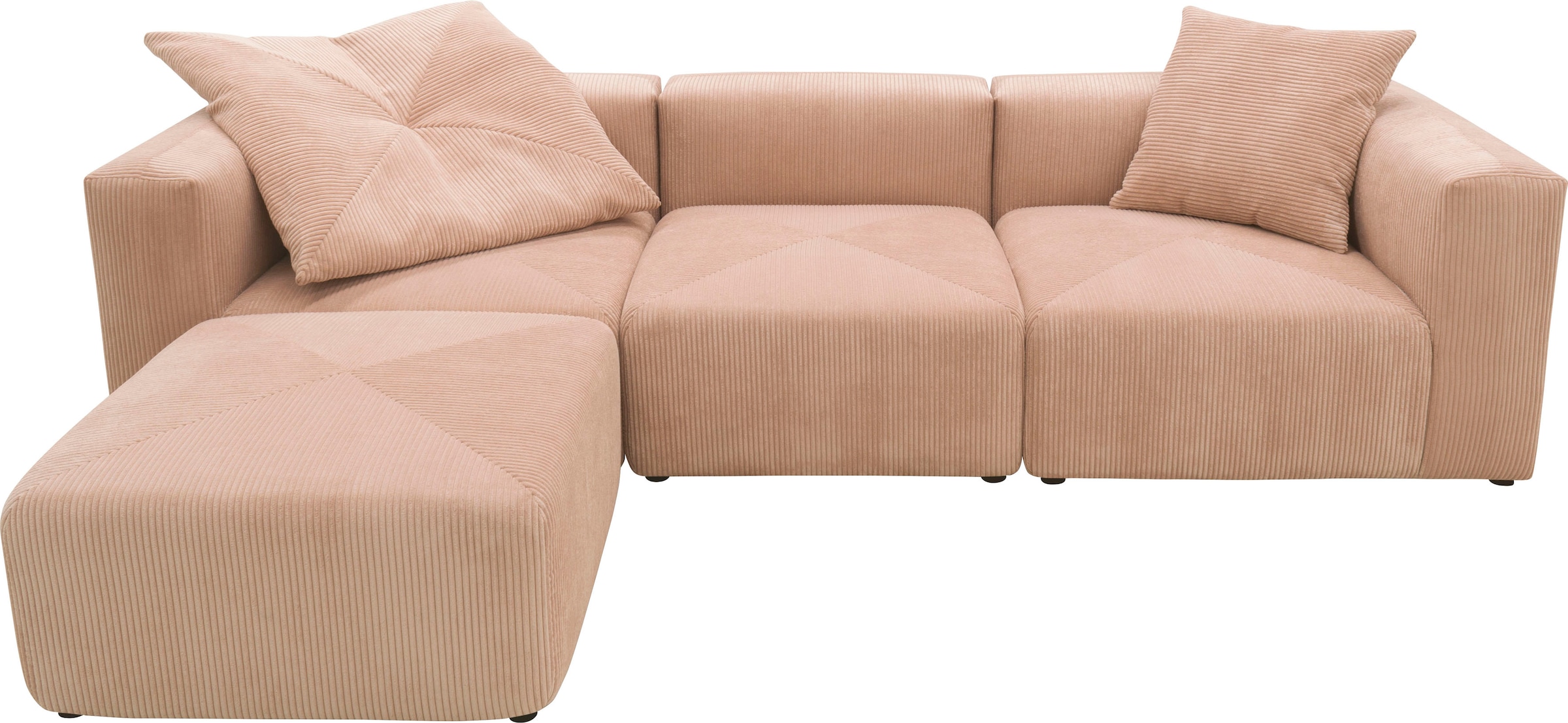 RAUM.ID Ecksofa »Gerrid L-Form«, Cord-Bezug, Modulsofa, bestehend aus Eck- und Mittelelement + Hocker