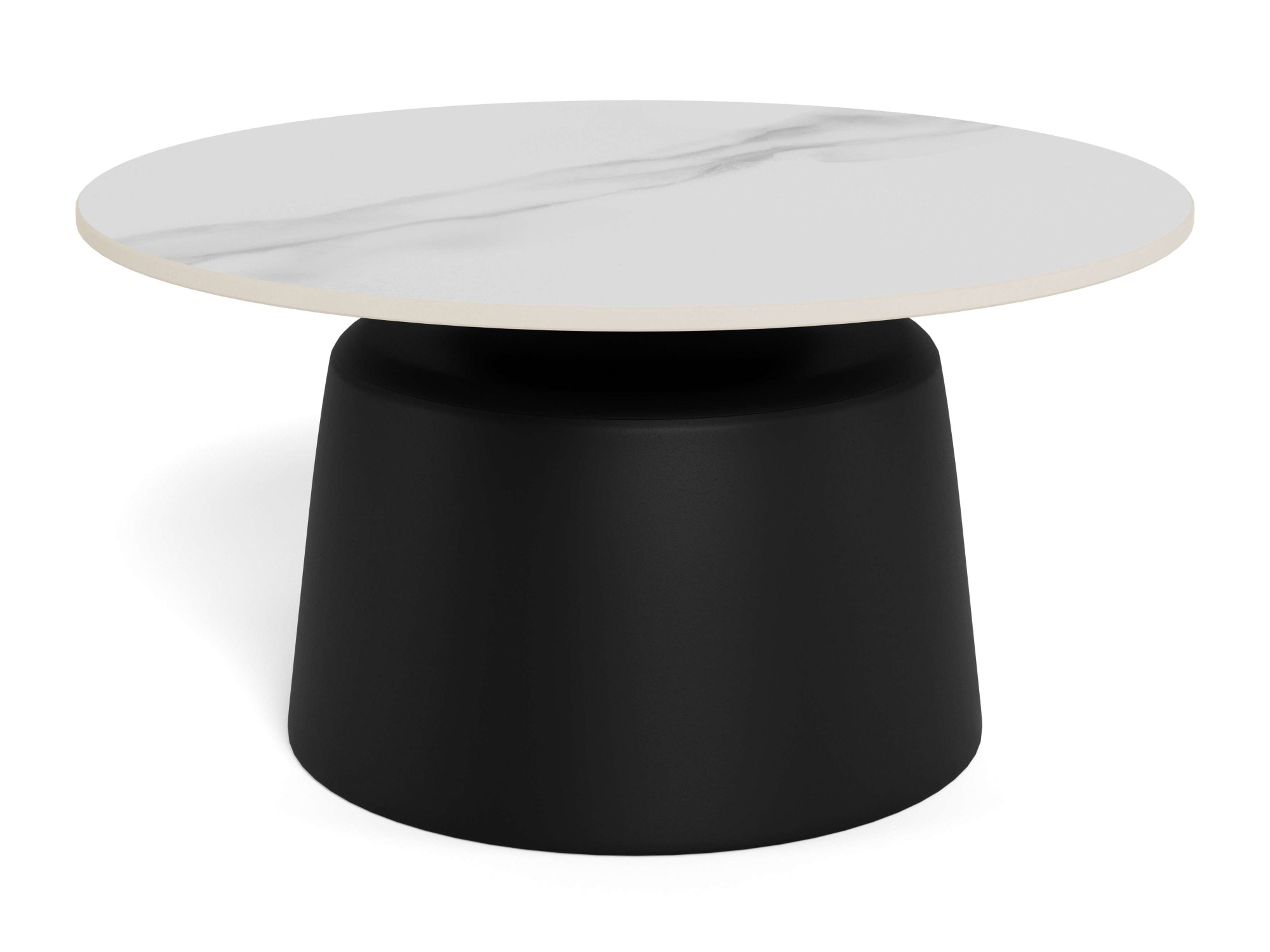 ACTONA GROUP Couchtisch »Santorini Kaffetisch - modern & stilvoll mit langlebiger Keramikplatte« Weisse Keramik, schwarzes Stahlgestell, langlebig. Ø: 70 cm