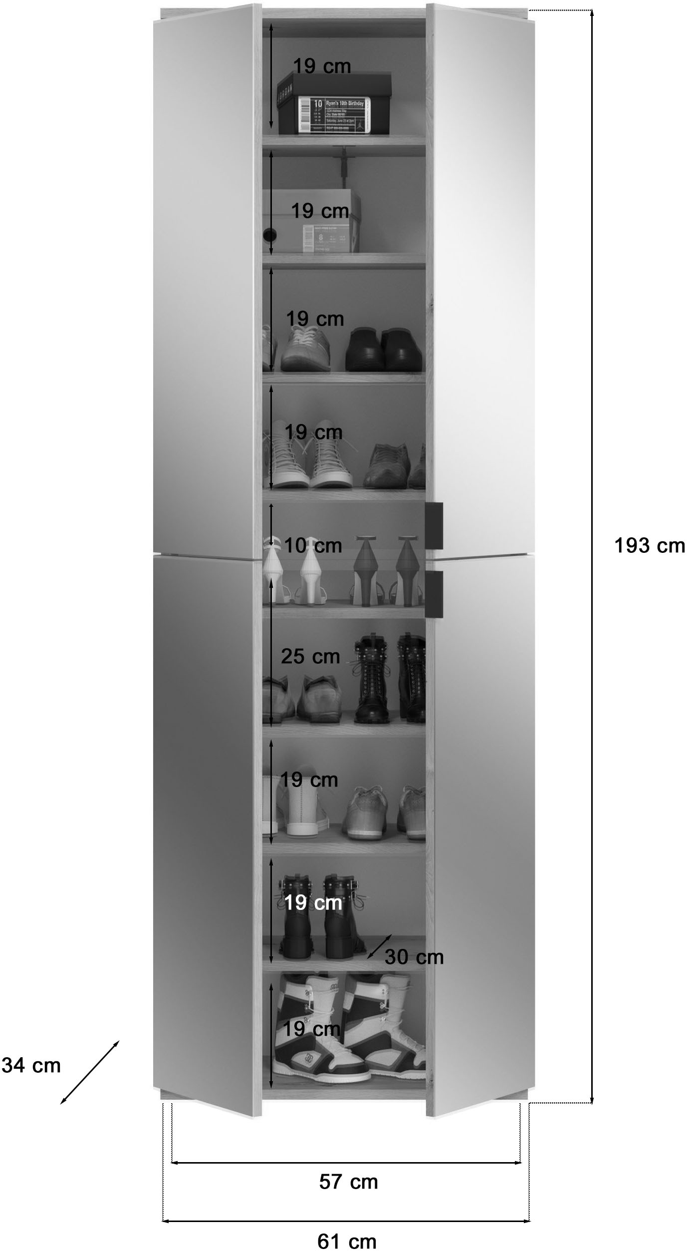 INOSIGN Garderoben-Set »Trondheim, 91 cm, best. aus 2 Schränken, 6 Spiegeltüren, 15 Fächer«, (Set, 2 St.), inkl. ausziehbarer Kleiderstange, Garderobenschrank, Kleiderschrank