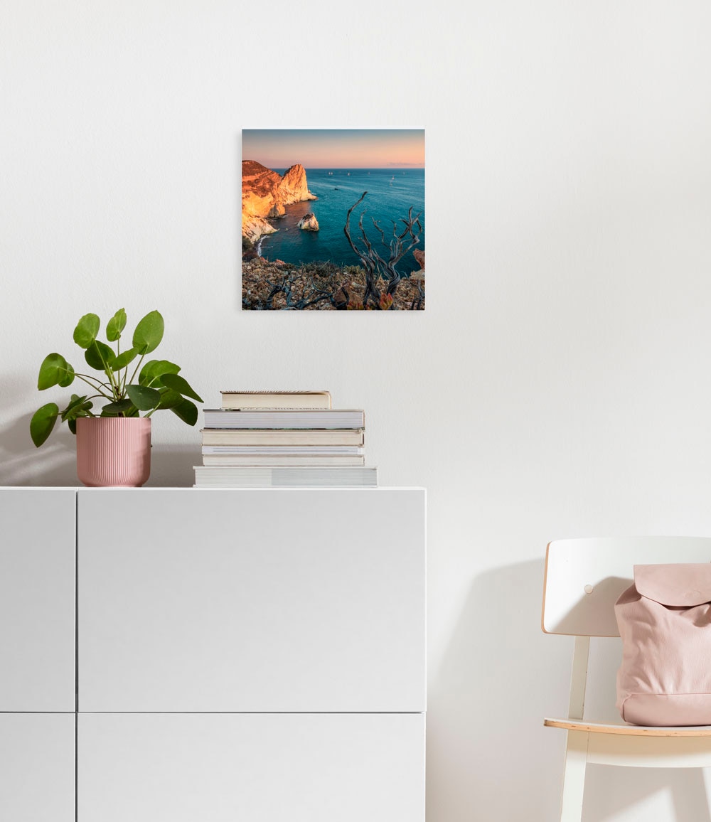 Image of Komar Leinwandbild "Steep Cove - Grösse 30 x 30 cm" Baum Berge Blumen Blätter Foto Jahreszeiten Landschaft Meer Natur Palmen Strand Packung, 1 Stk. tlg. Keilrahmenbild mi Echtholzrahmen
