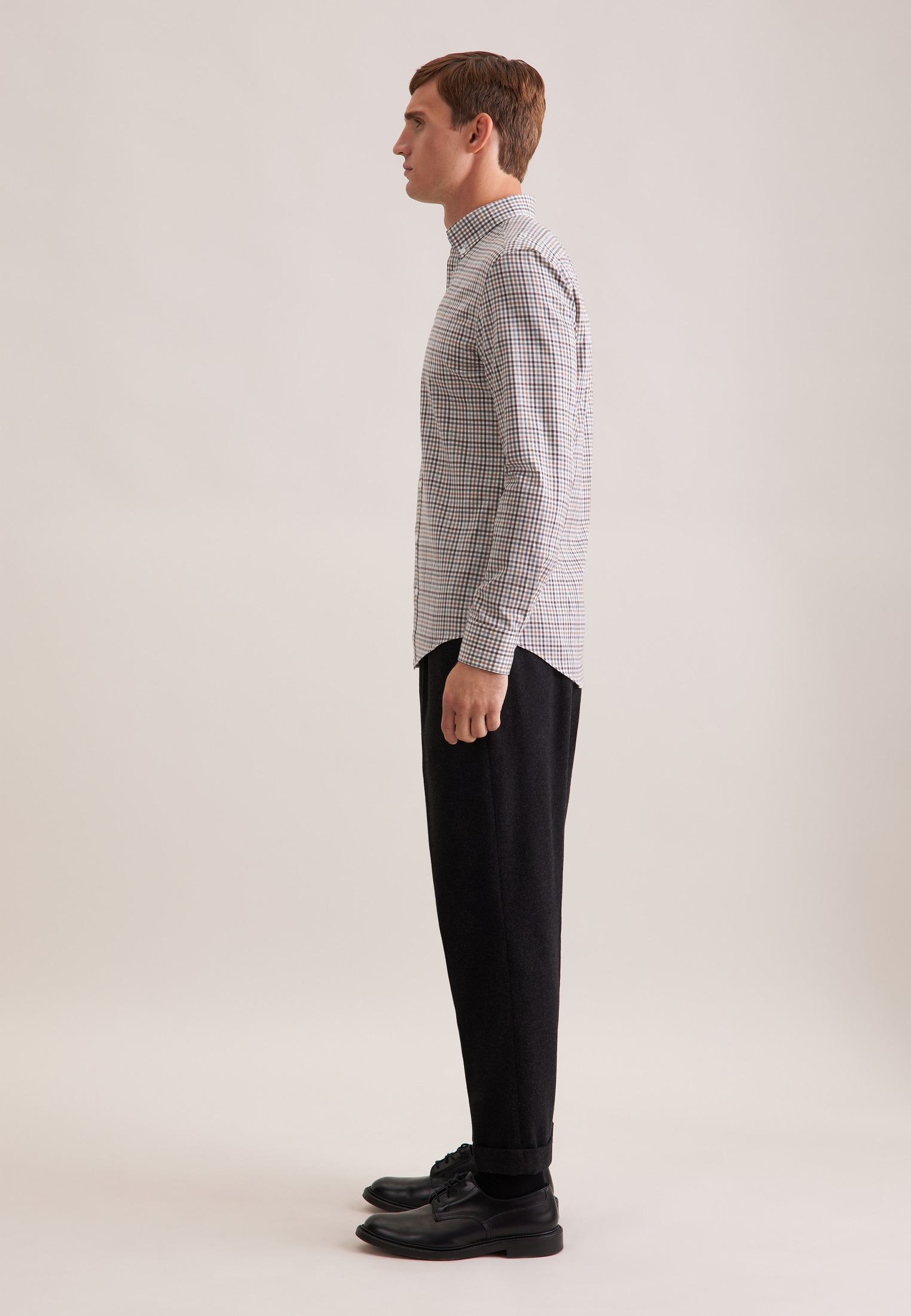 seidensticker Flanellhemd »Schwarze Rose« Slim 1/1 Button-Down-Kragen Karo