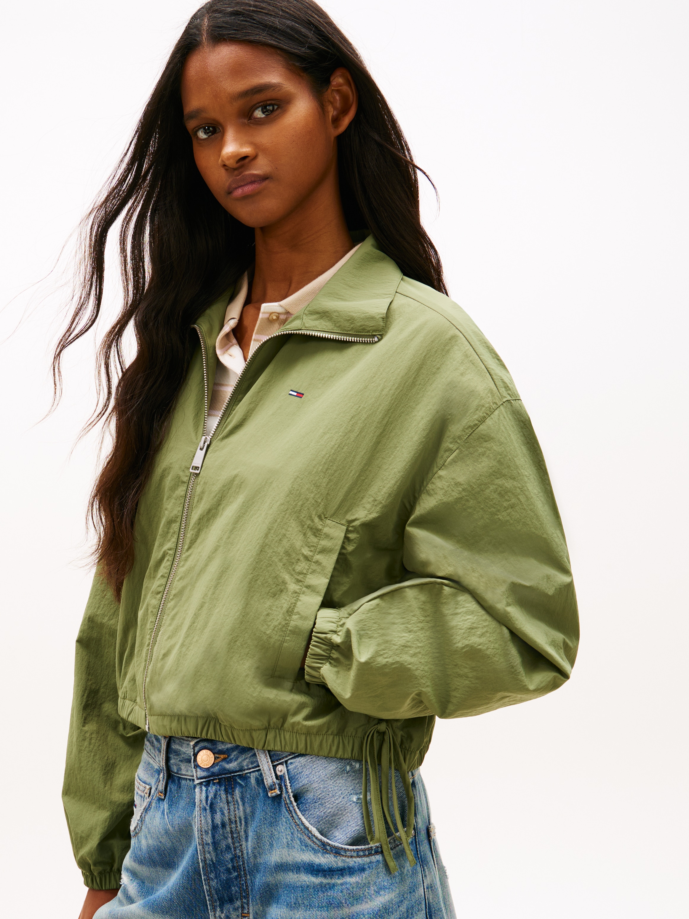 Tommy Jeans Veste courte »TJW TIE SIDE HIGH NECK JACKET« ceinture taille avec liens latéraux à nouer