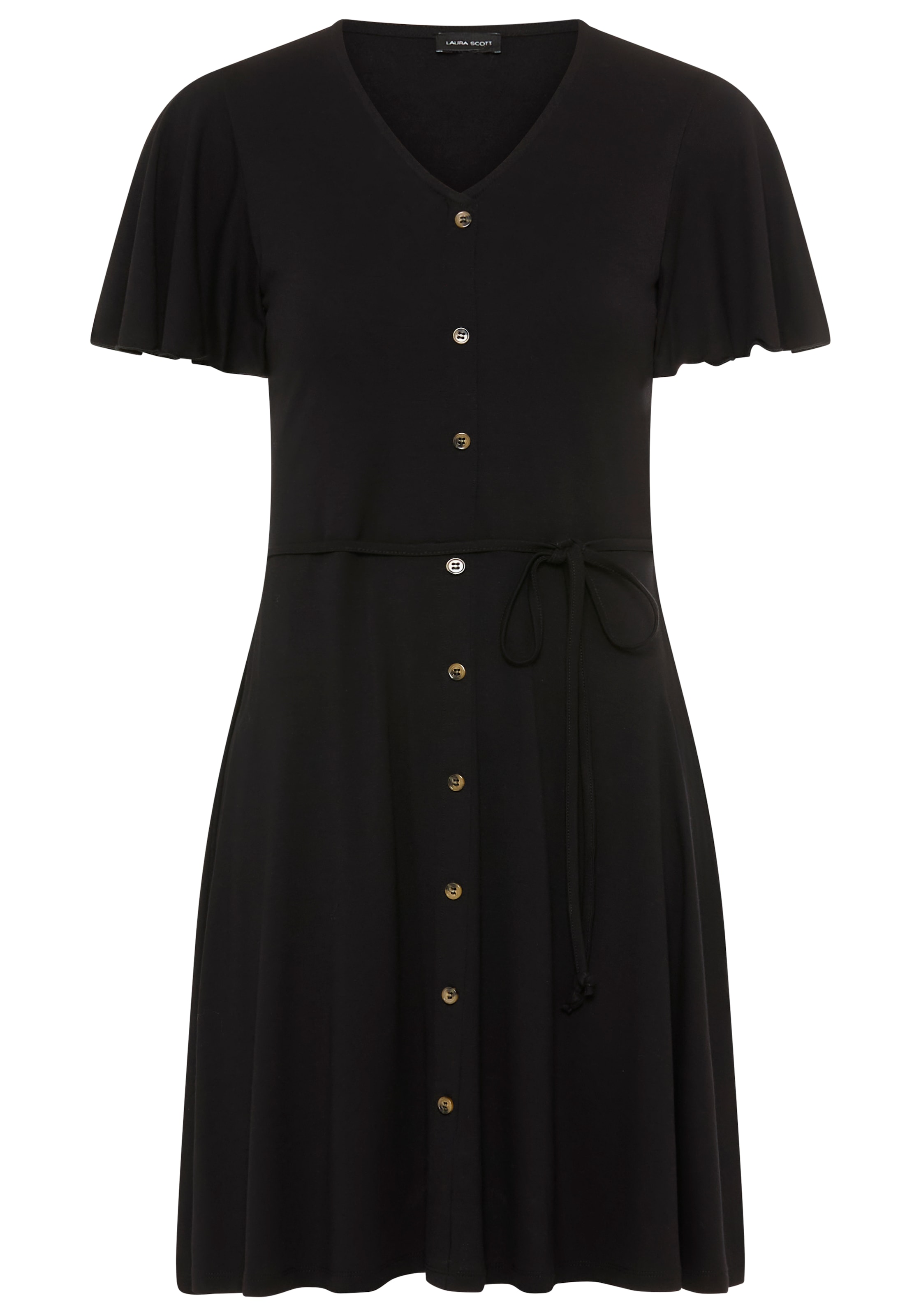 Laura Scott Sommerkleid dekorative Knopfleiste, elastische Viskosemischung, mit V-Ausschnitt