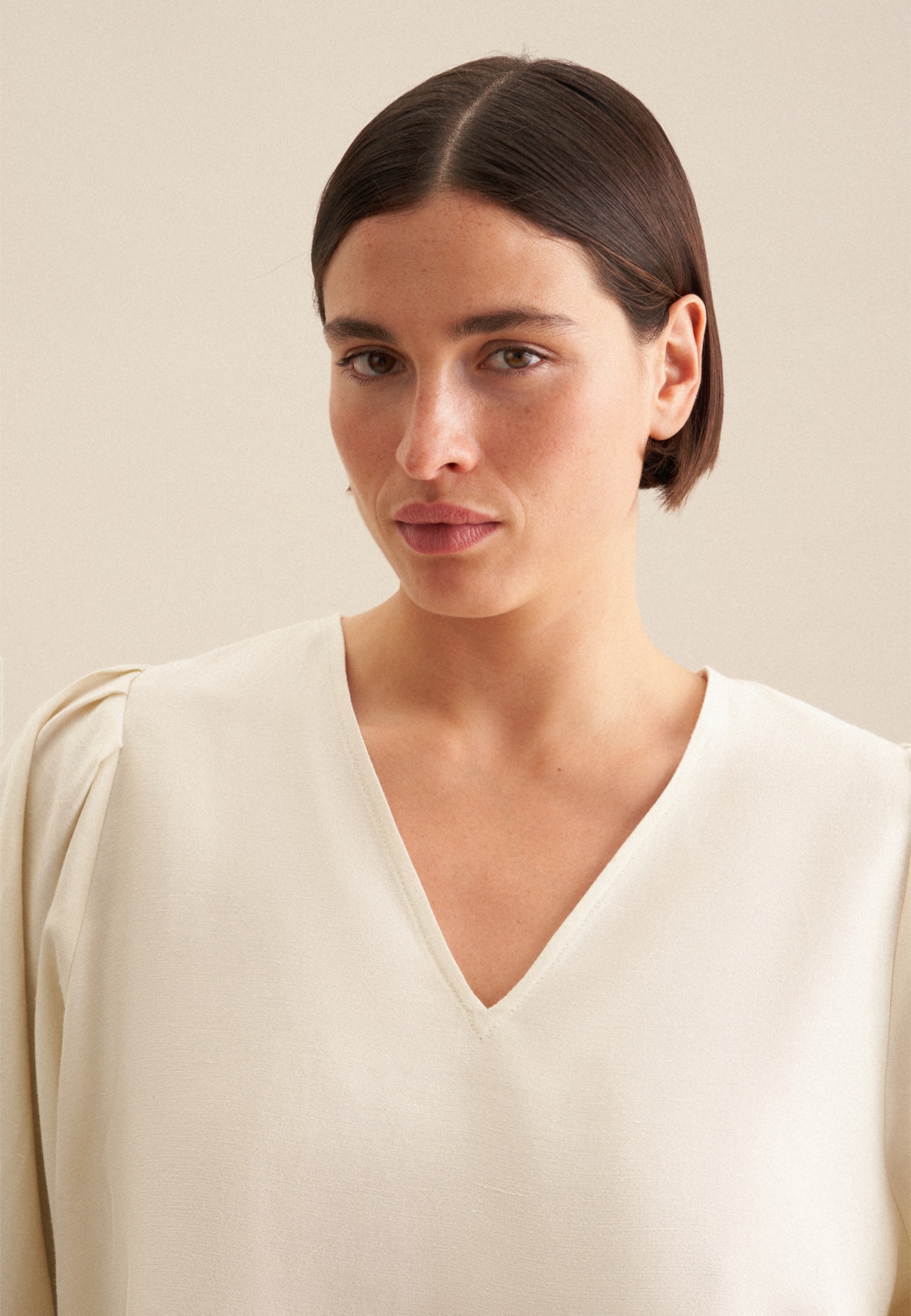 seidensticker Shirtbluse »Schwarze Rose«, 3/4 V-Neck Uni
