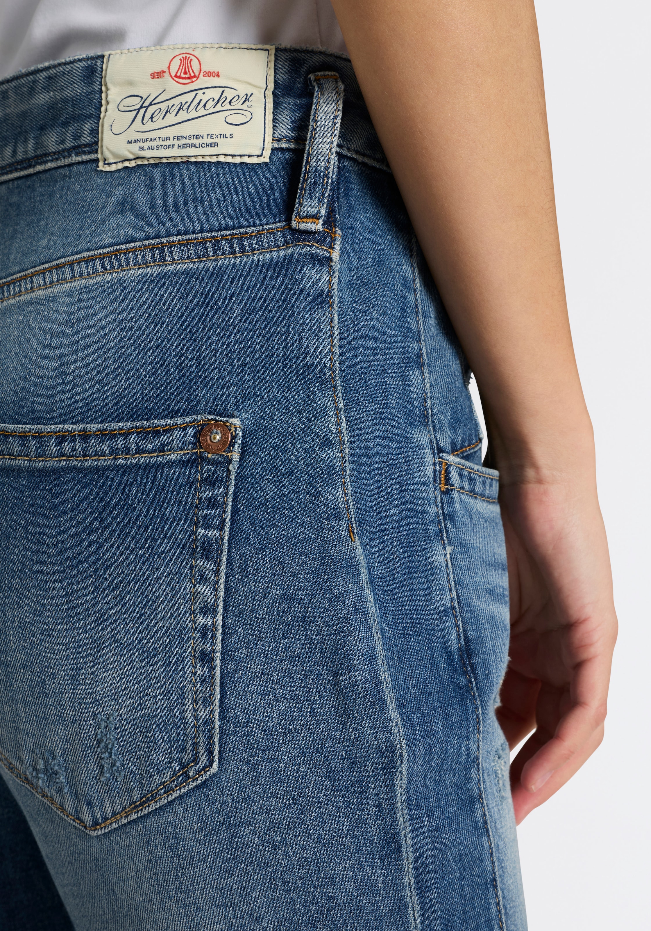 Herrlicher Jeans boyfriend »Shyra Cropped Denim Stretch« mit Abnähern, Umschlagsaum