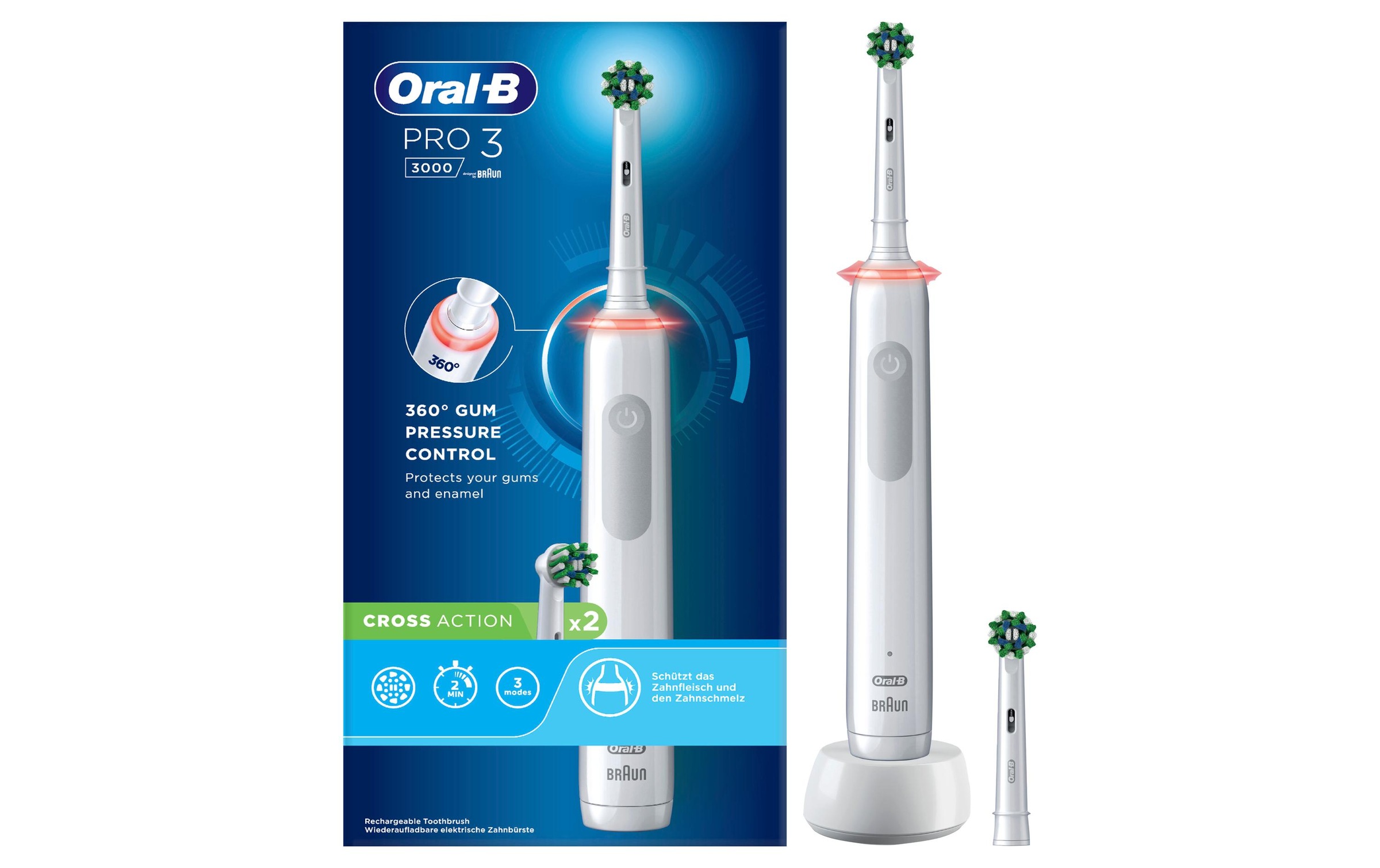 Oral-B Elektrische Zahnbürste »3 3000 Cross Action White«