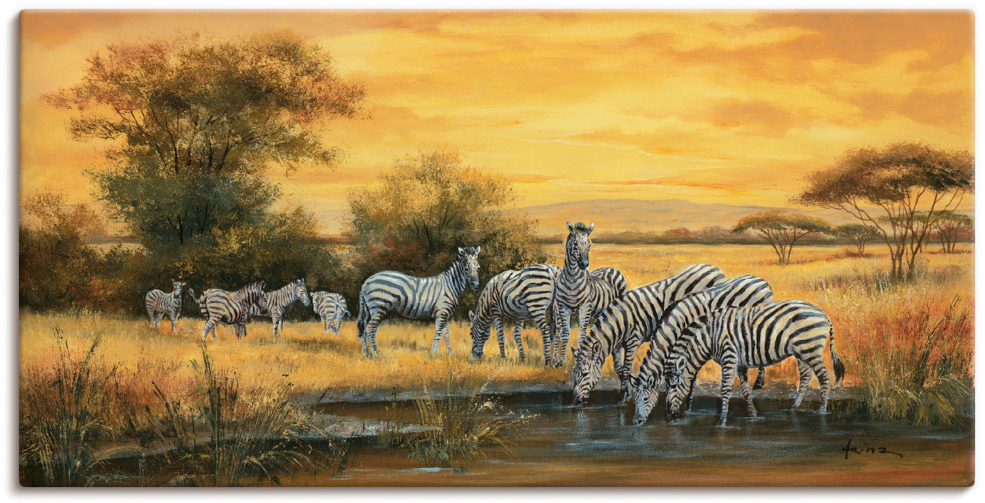 Image of Artland Wandbild »Zebras in der Steppe«, Wildtiere, (1 St.), in vielen Grössen & Produktarten - Alubild / Outdoorbild für den Aussenbereich, Leinwandbild, Poster, Wandaufkleber / Wandtattoo auch für Badezimmer geeignet bei Ackermann Versand Schweiz