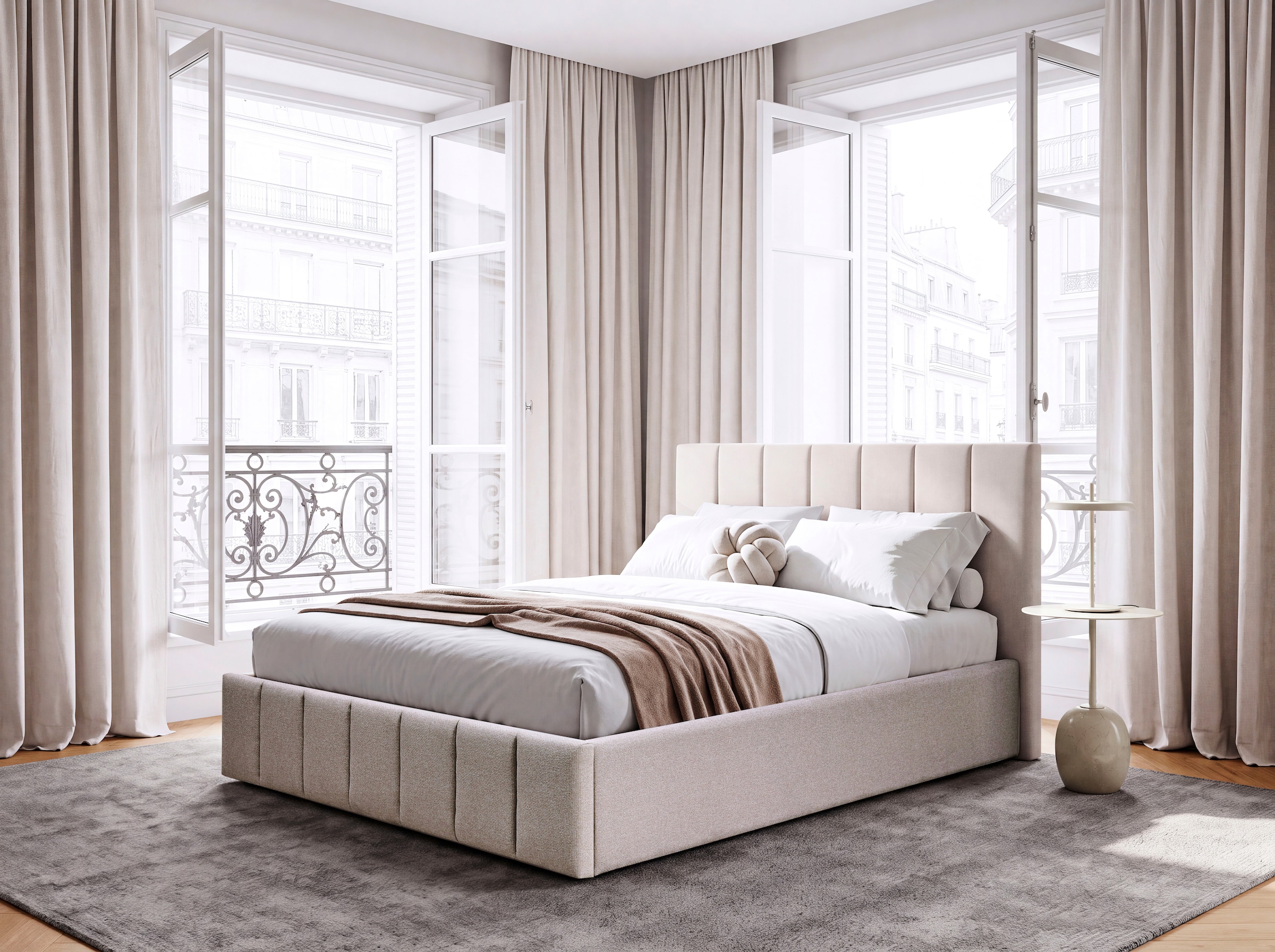 Home affaire Lit rembourré »MANTEIGAS, Familienbett mit hochwertigem Strukturstoff« surface de couchage 120x200 et 240x200 cm, sans sommier à lattes ni matelas