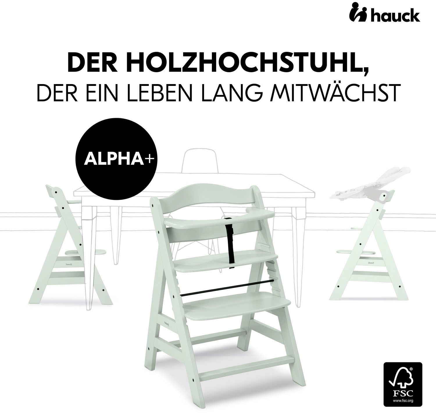 Hauck Chaise haute »Alpha+« () FSC® - schützt Wald