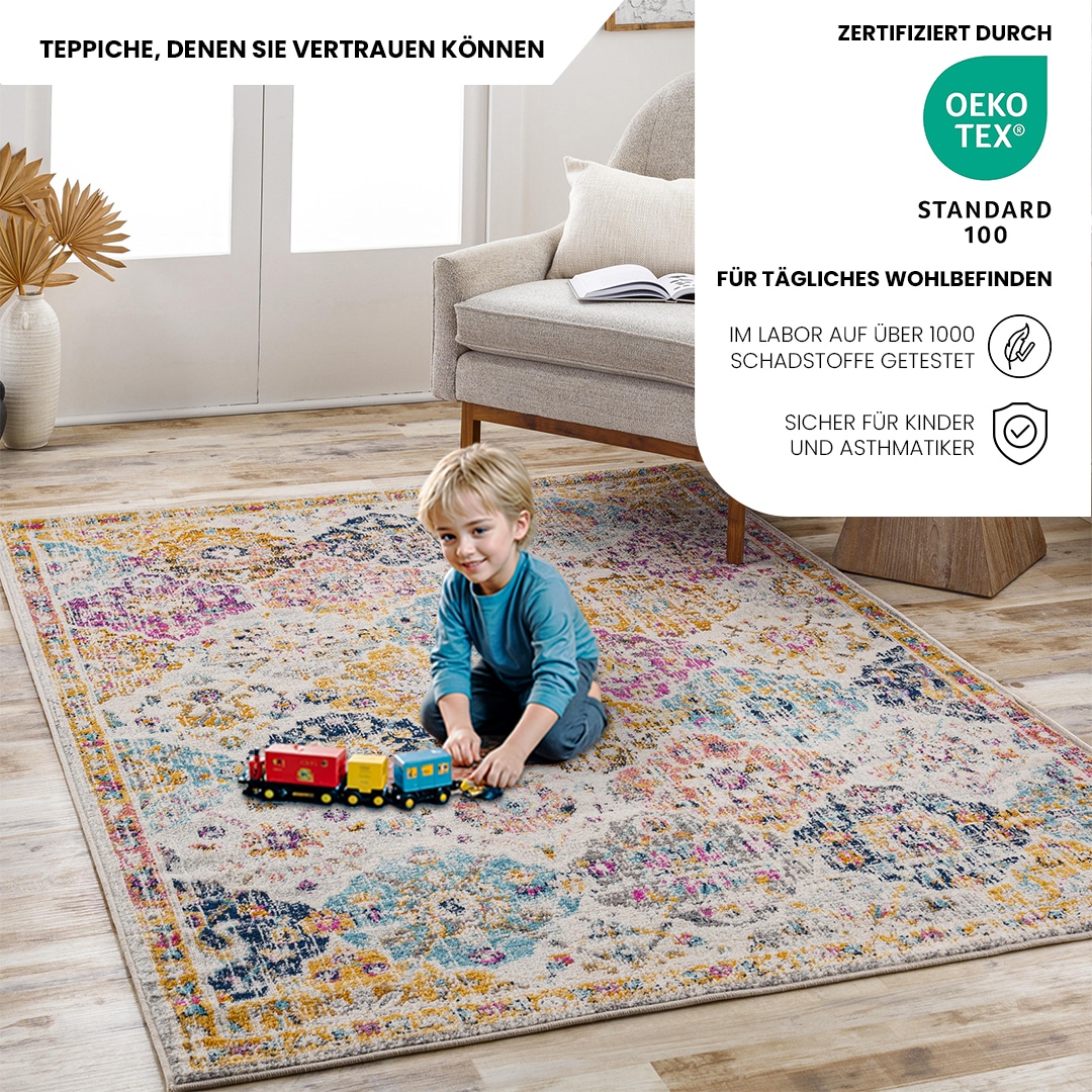 Livabliss Teppich »CUZCO«, rechteckig, 7 mm Höhe, Vintage Orientteppich, Kurzflor Boho Wohnzimmerteppich, Läufer