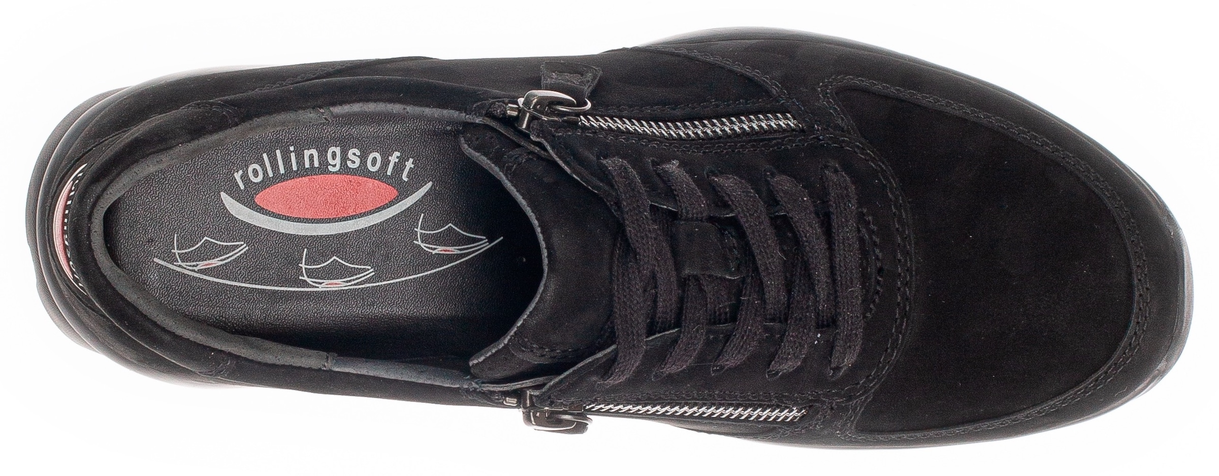 Gabor Rollingsoft Keilsneaker, Freizeitschuh, Halbschuh, Schnürschuh mit OPTIFIT-Wechselfussbett