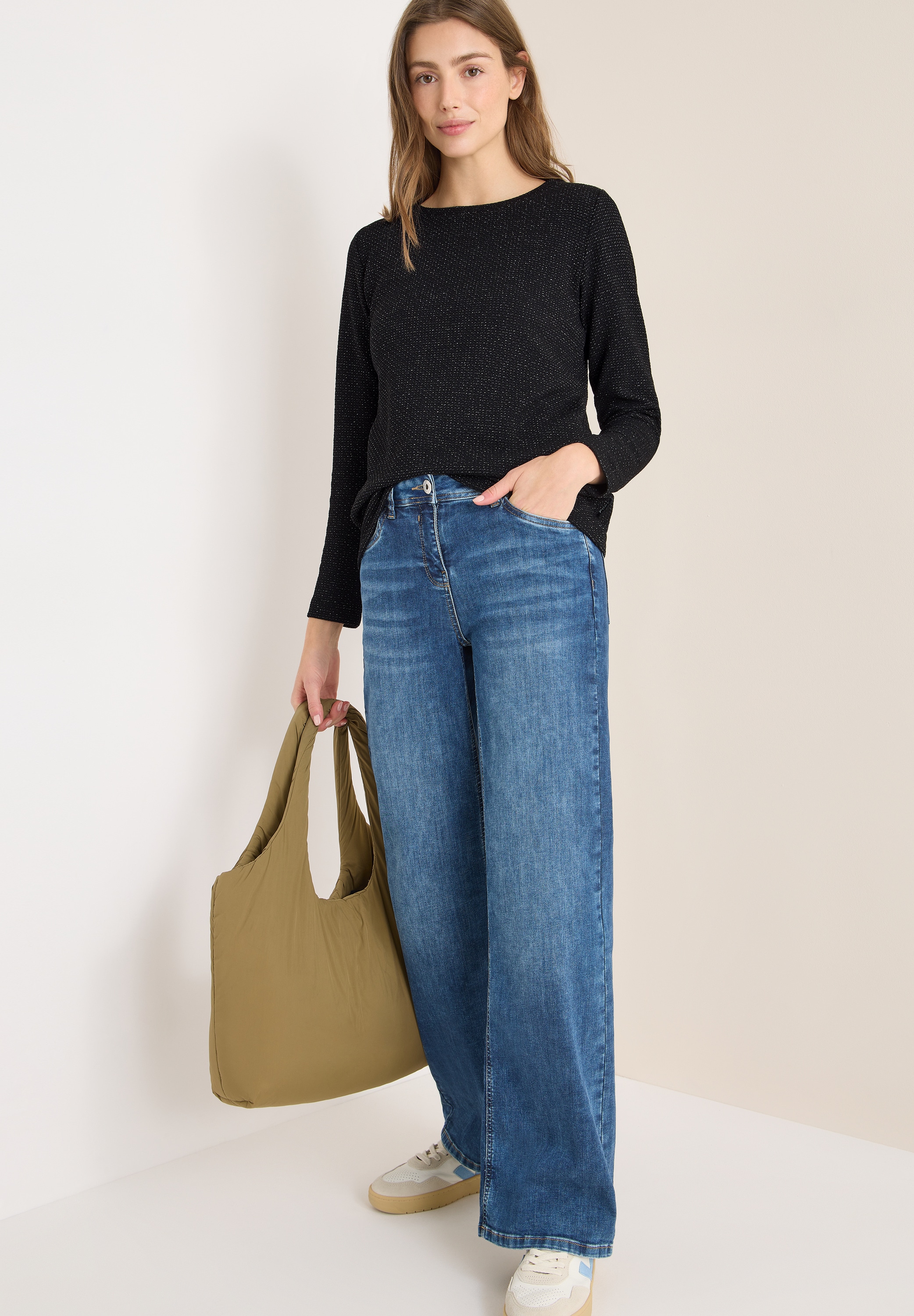 Cecil Langarmshirt Glitzerdetails und Struktur-Optik