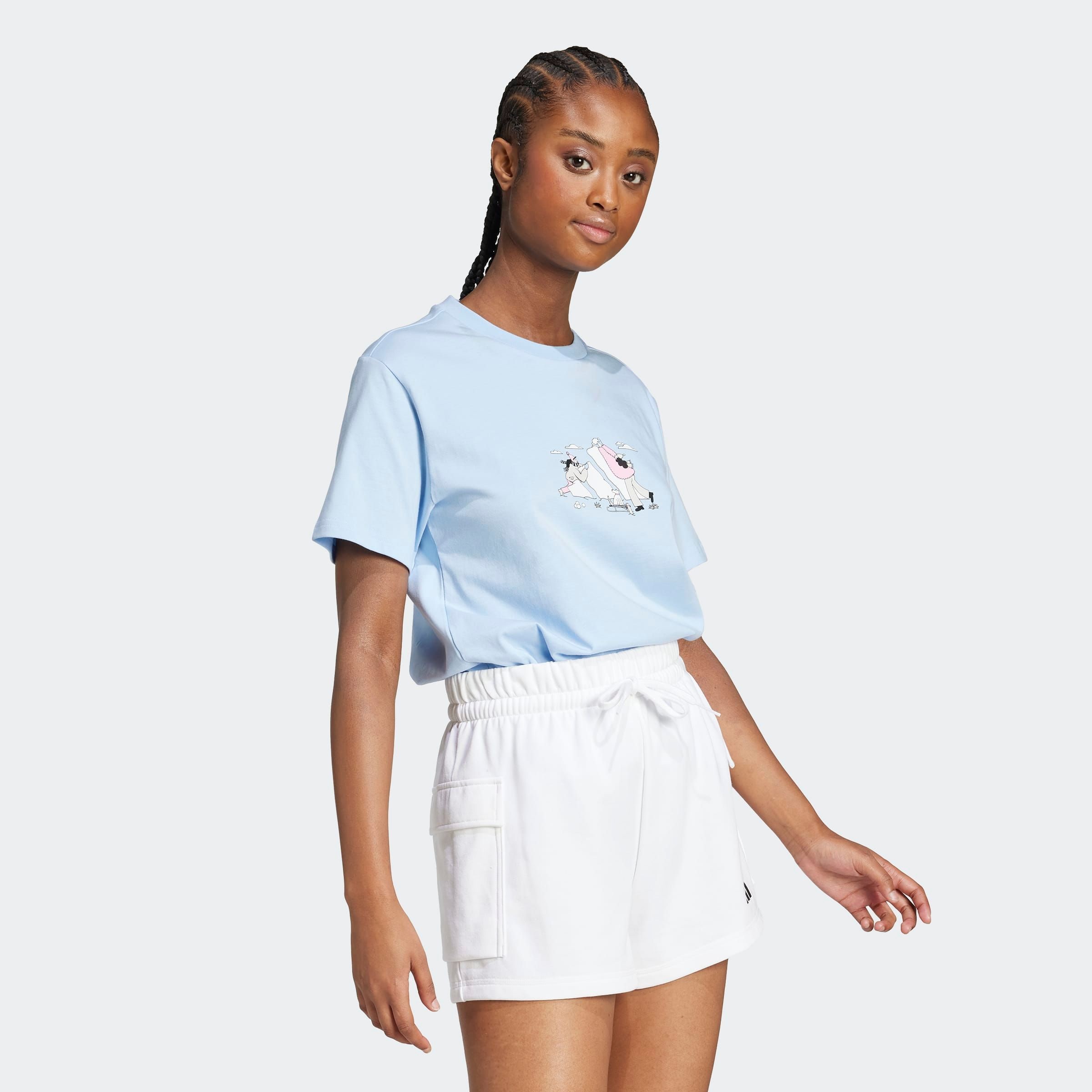 Image of adidas Sportswear T-Shirt "DOODLE GRAFIK" Kurzarm, verspielte Doodle-Grafik, aus Baumwolljersey