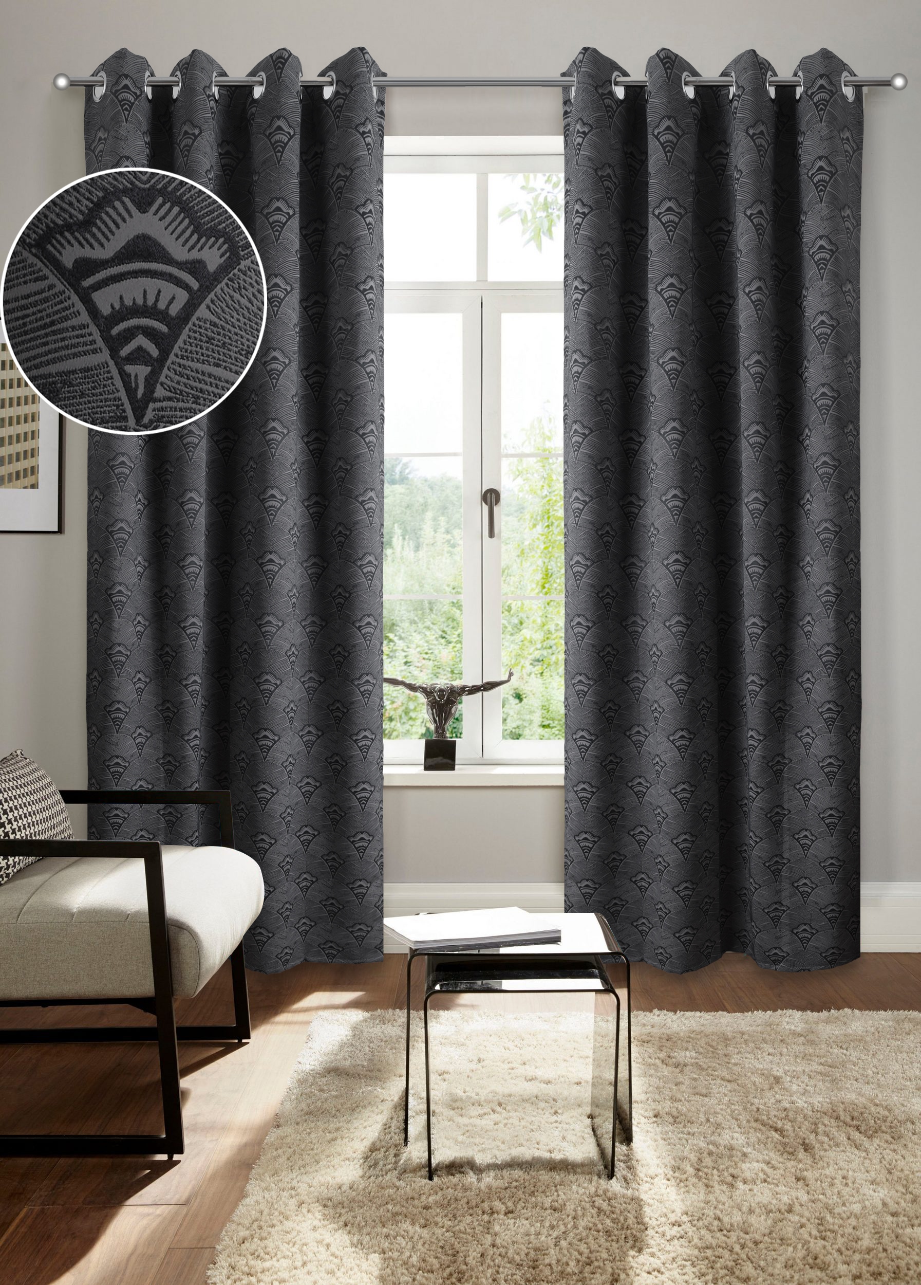 Image of Bruno Banani Verdunkelungsvorhang "Alessio" Ösen 1 Stk. tlg. Elegantes Muster, Jacquard, verdunkelnder Vorhang, blickdicht, modern