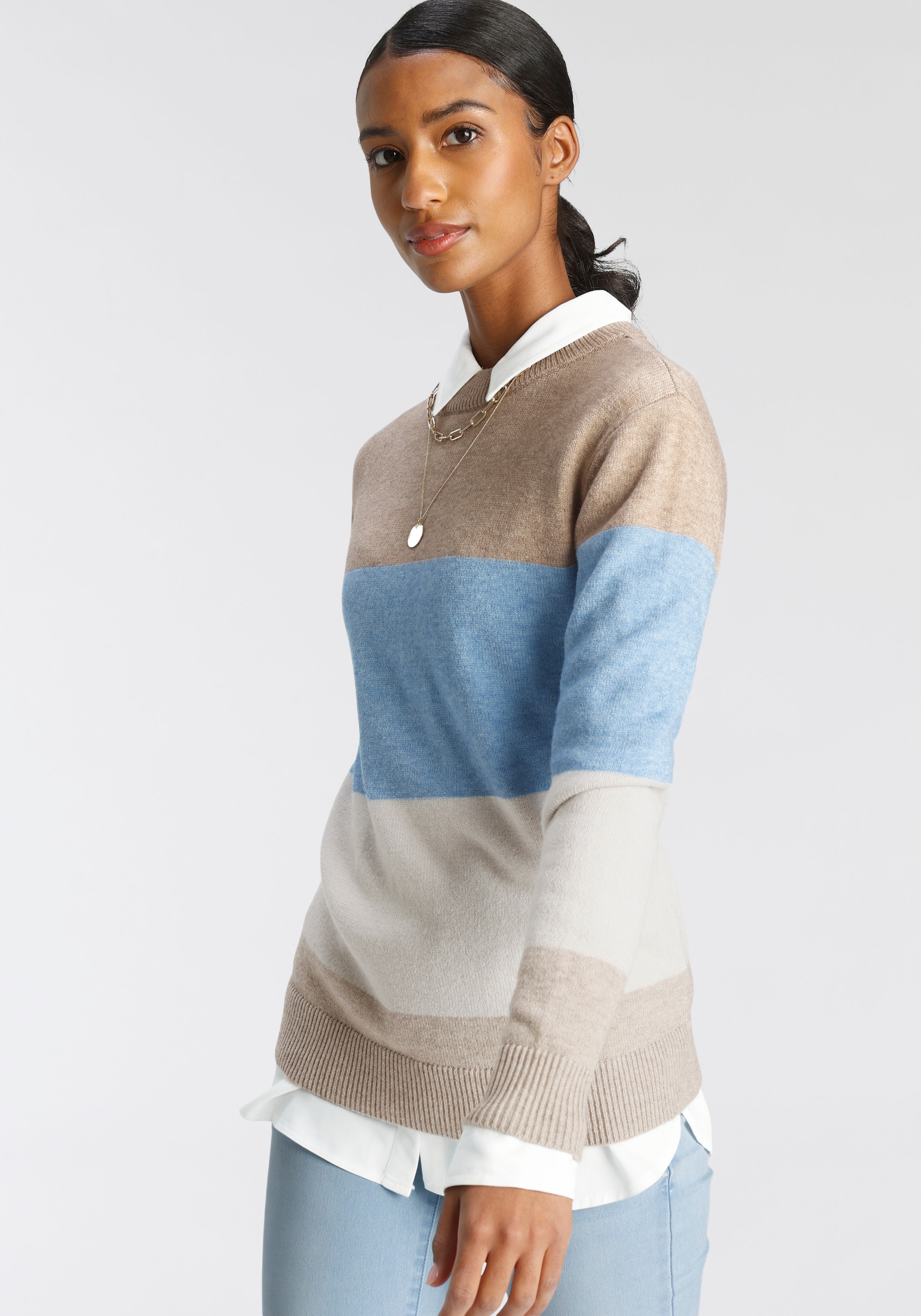 Image of Tamaris Rundhalspullover, mit Pastellstreifen bei Ackermann Versand Schweiz