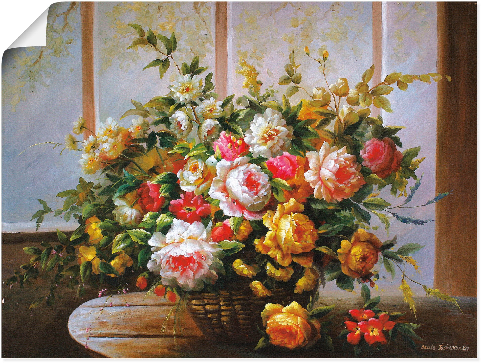 Image of Artland Wandbild »Pfingstrosen im Korb«, Arrangements, (1 St.), in vielen Grössen & Produktarten - Alubild / Outdoorbild für den Aussenbereich, Leinwandbild, Poster, Wandaufkleber / Wandtattoo auch für Badezimmer geeignet bei Ackermann Versand Schweiz