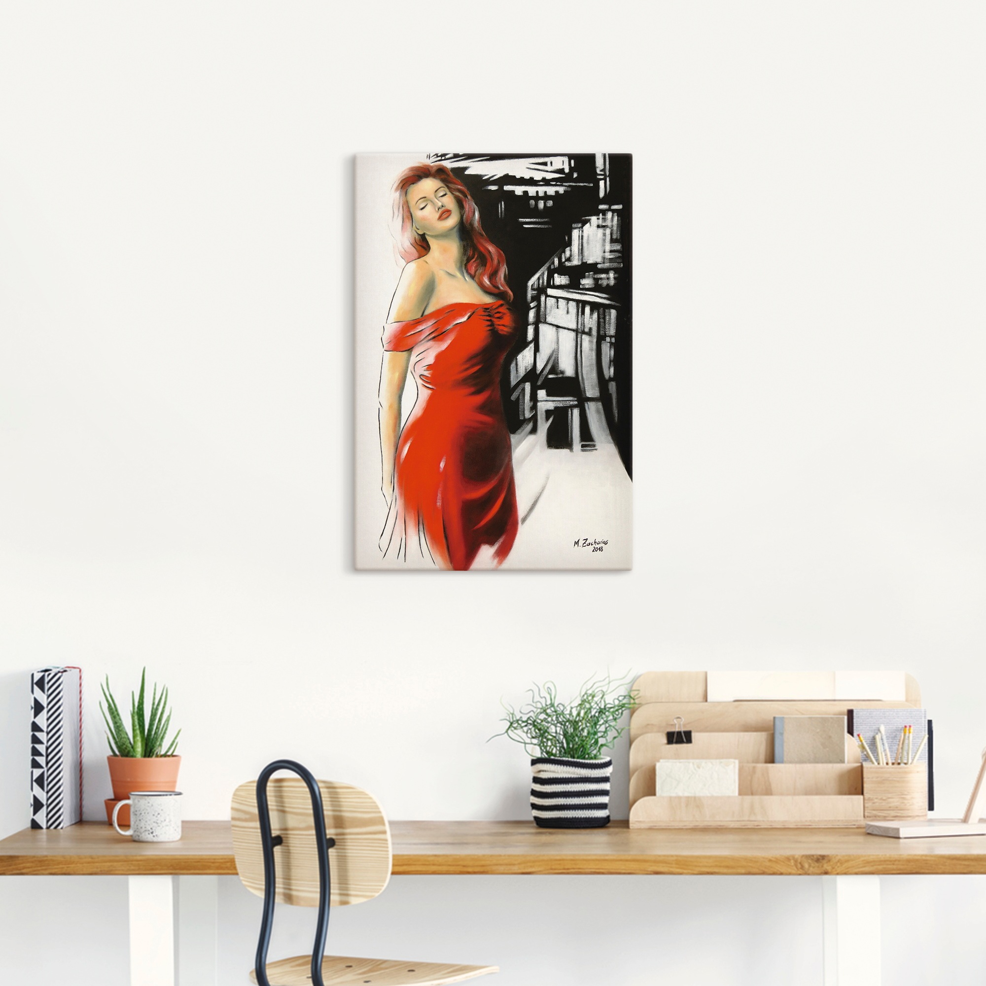 Artland Wandbild »Schönheit im roten Kleid«, Frau, (1 St.), als Alubild, Outdoorbild, Leinwandbild, Poster, Wandaufkleber