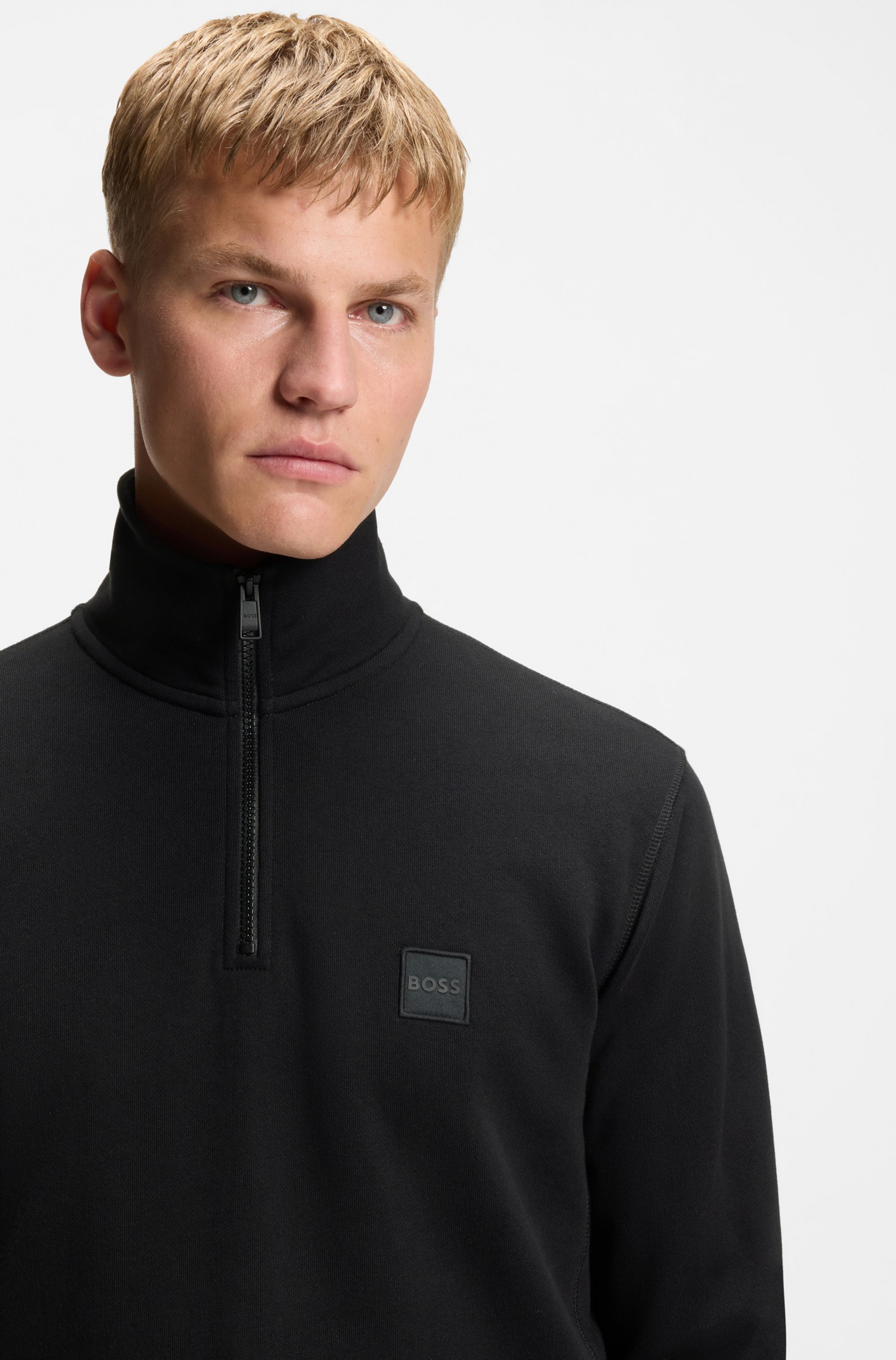 BOSS ORANGE Sweat-shirt »Zetrust«, 1 cuis Troyerkragen mit Reissverschluss, Regular Fit, BOSS-Label
