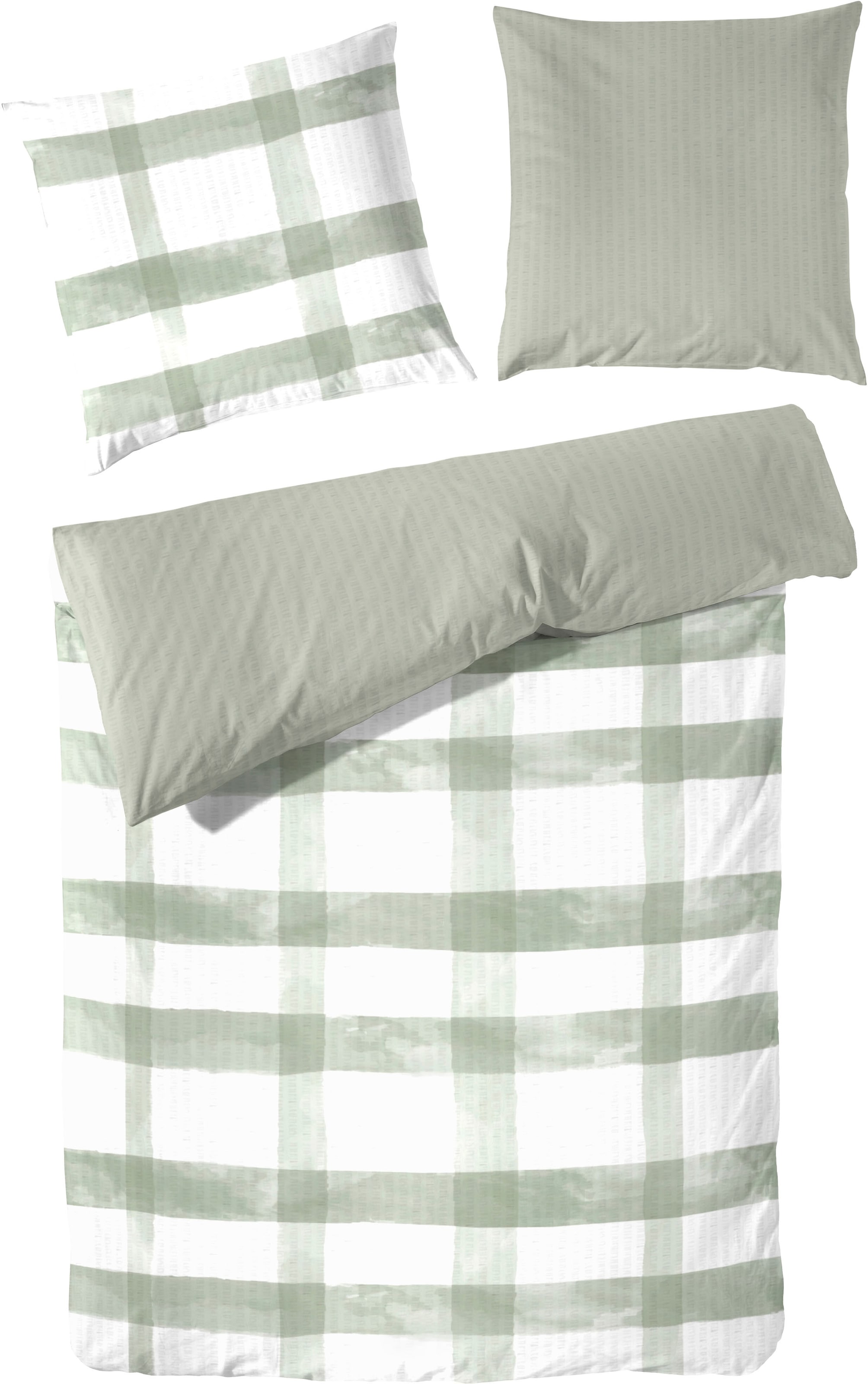 Image of Primera Wendebettwäsche "Soft-Seersucker Bettwäsche Karo" 2 Stk. im modernen Karo-Look
