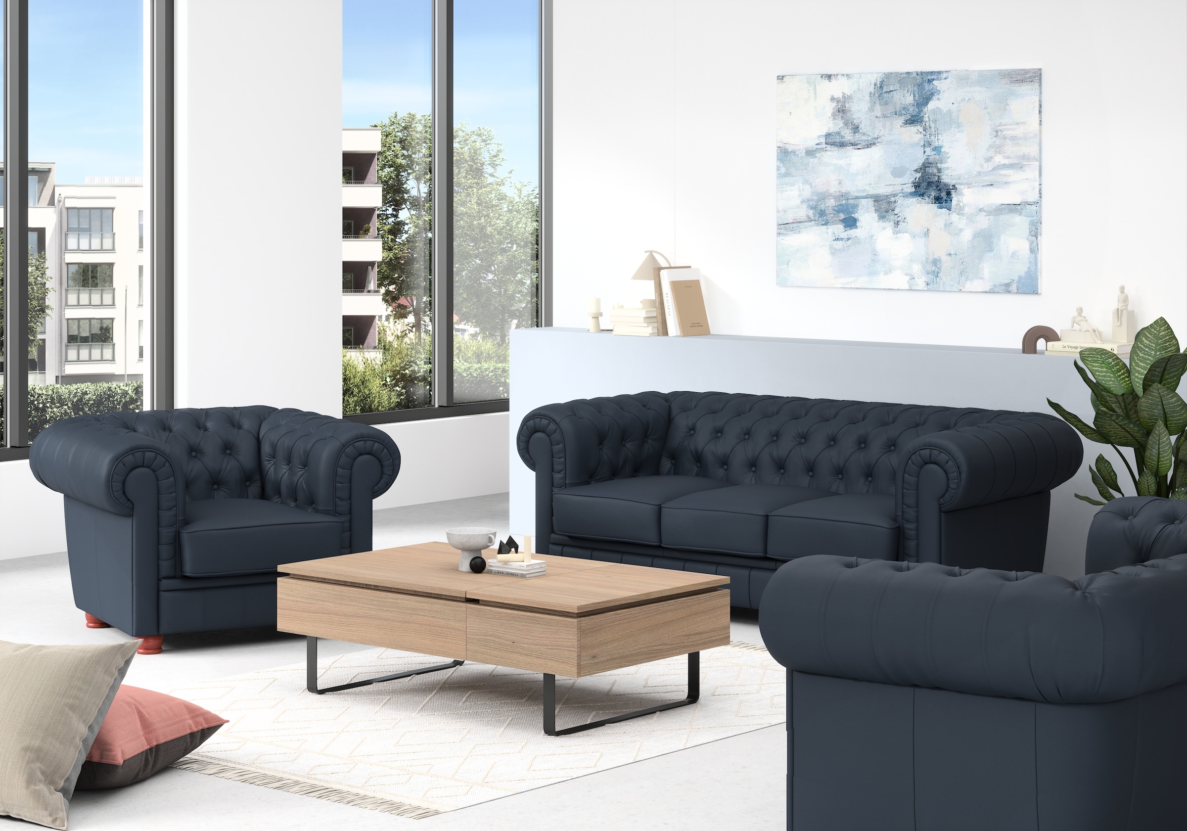 Max Winzer® Chesterfield-Sofa »Kent 2-Sitzer, edel und bequem, hochwertige Detailverarbeitung«, mit aufwendiger Knopfheftung, komfortable Armlehne, Breite 175 cm