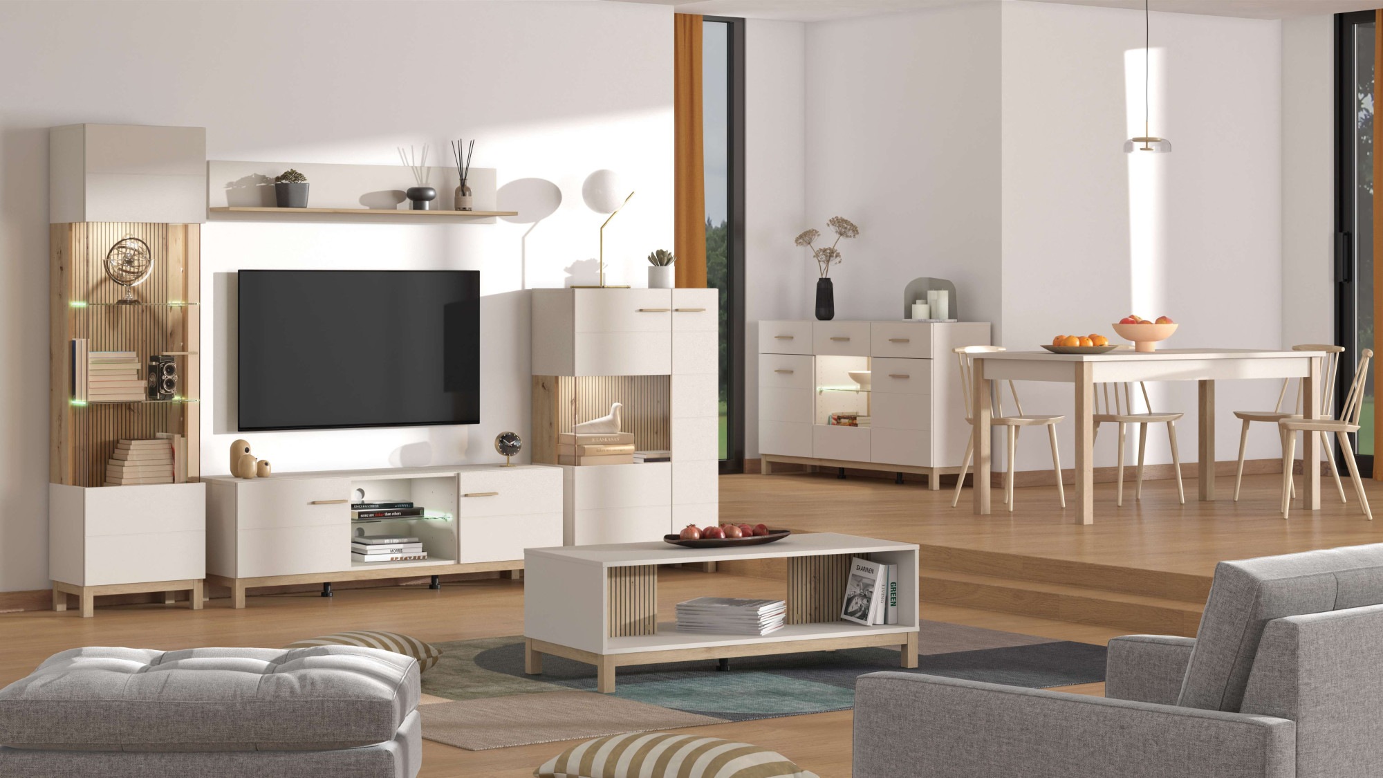 Home affaire Couchtisch "Essex, Wohnzimmertisch, Sofatisch, Beistelltisch, Kaffeetisch" Artisan Eiche & schwarze Streifen, MDF-Profil, ABS 1mm, modern