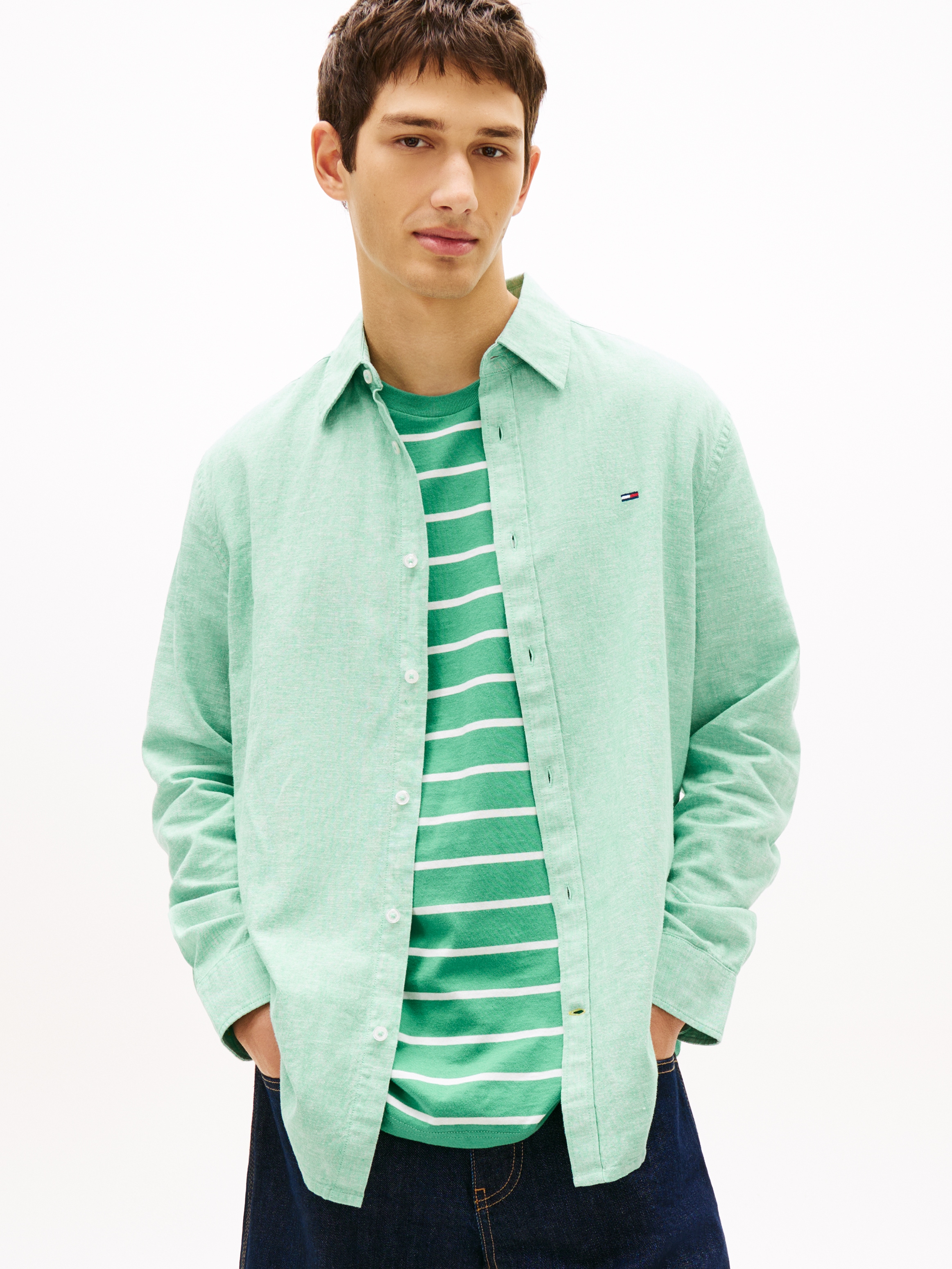 Image of Tommy Jeans Langarmhemd "TJM REGULAR FIT LINEN BLEND"
