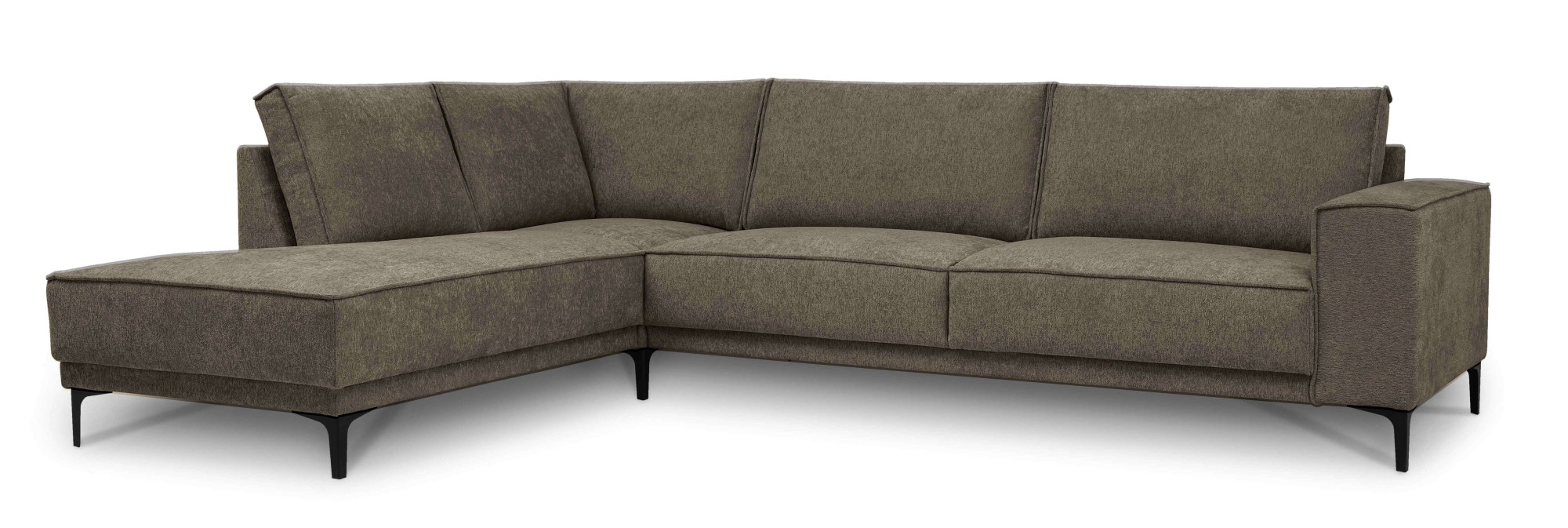 Places of Style Ecksofa »Polsterecke Oland, Struktur, Flachgewebe, Luxus-Microfaser, Boucle«, L-Form, 289 cm, Wellenunterfederung, Skandi-Design, Metallfüsse