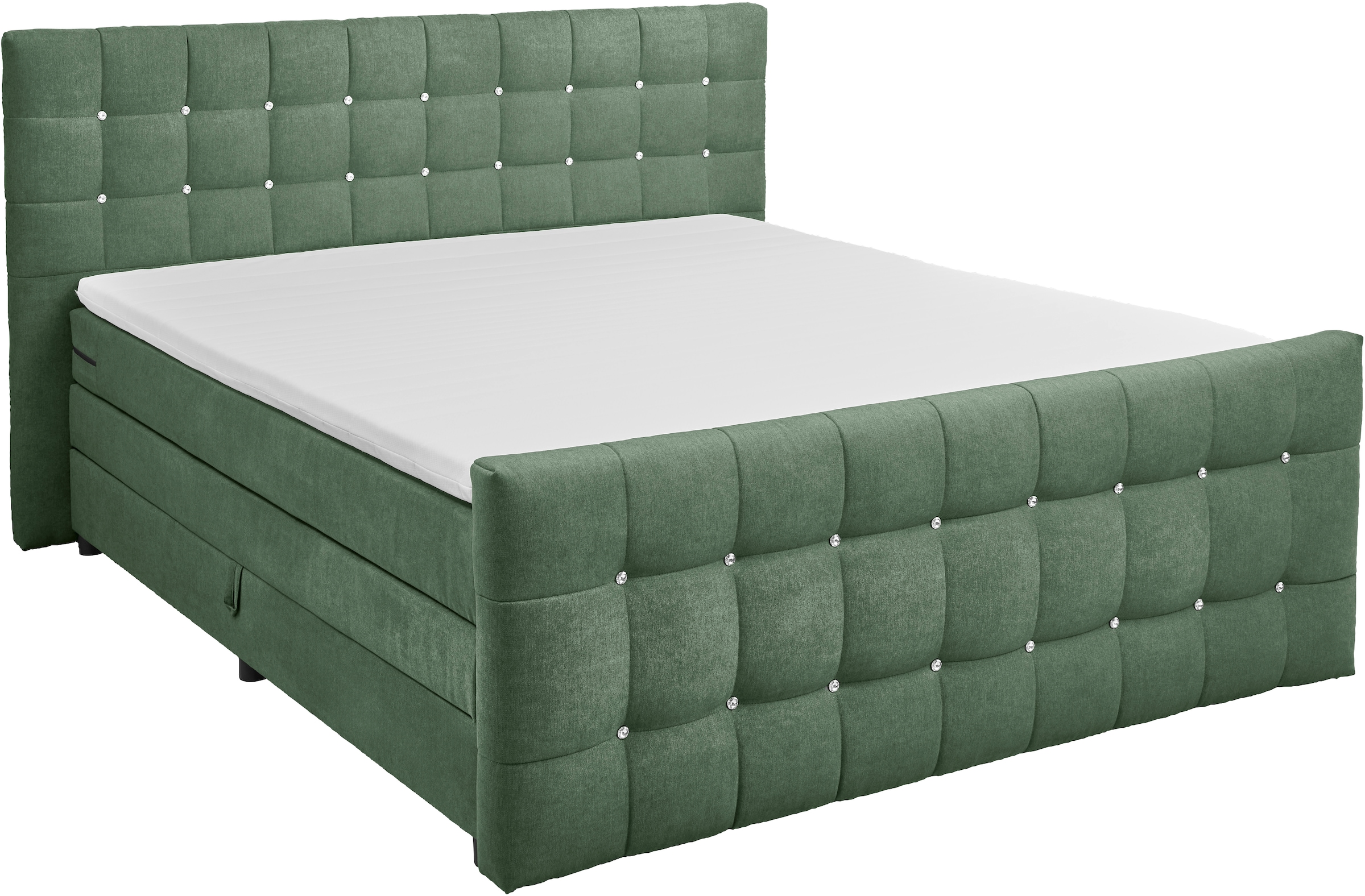 ED EXCITING DESIGN Boxspringbett »Loberie« mit Strasssteinen im Kopf- und Fussteil, inkl. Bettkasten
