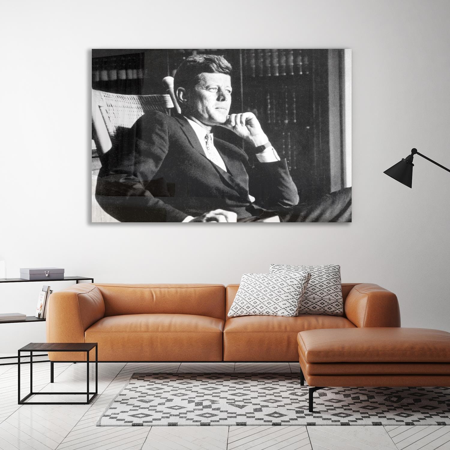Image of queence Acrylglasbild "Kennedy" Mann Schwarz-Weiss Stars Fine Art-Print in Galeriequalität