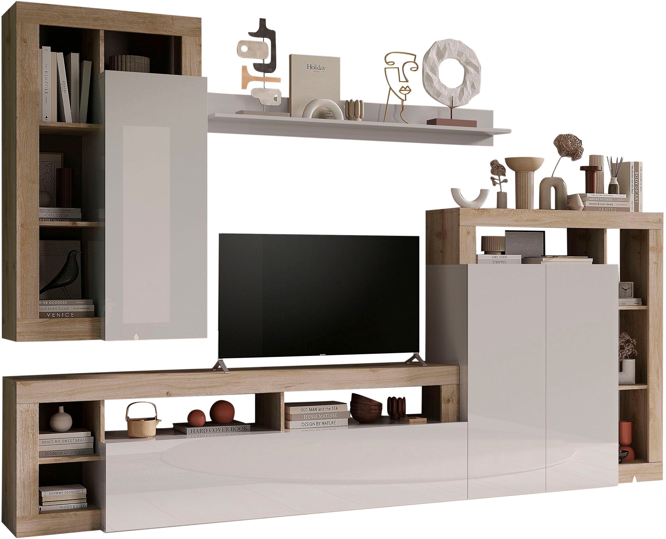 Image of Home affaire Wohnwand "Hamburg, Breite 290 cm, modernes Wohnzimmer-Set mit dekorativem Rahmen" 4 Stk. tlg.