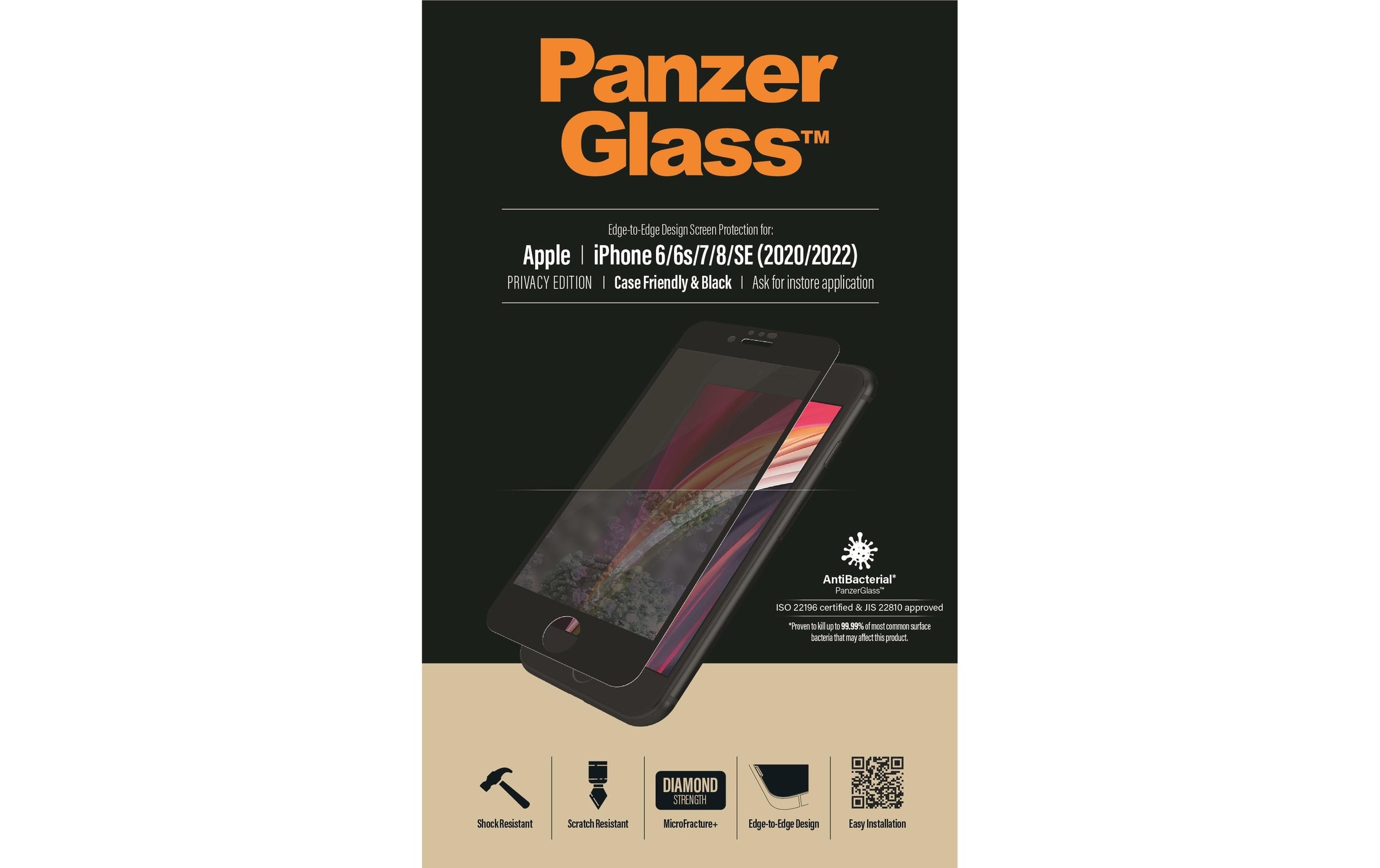 PanzerGlass Schutzfolie »Case«, (1 St.), 100% bis an den Rand deckend, Mit Rahmen