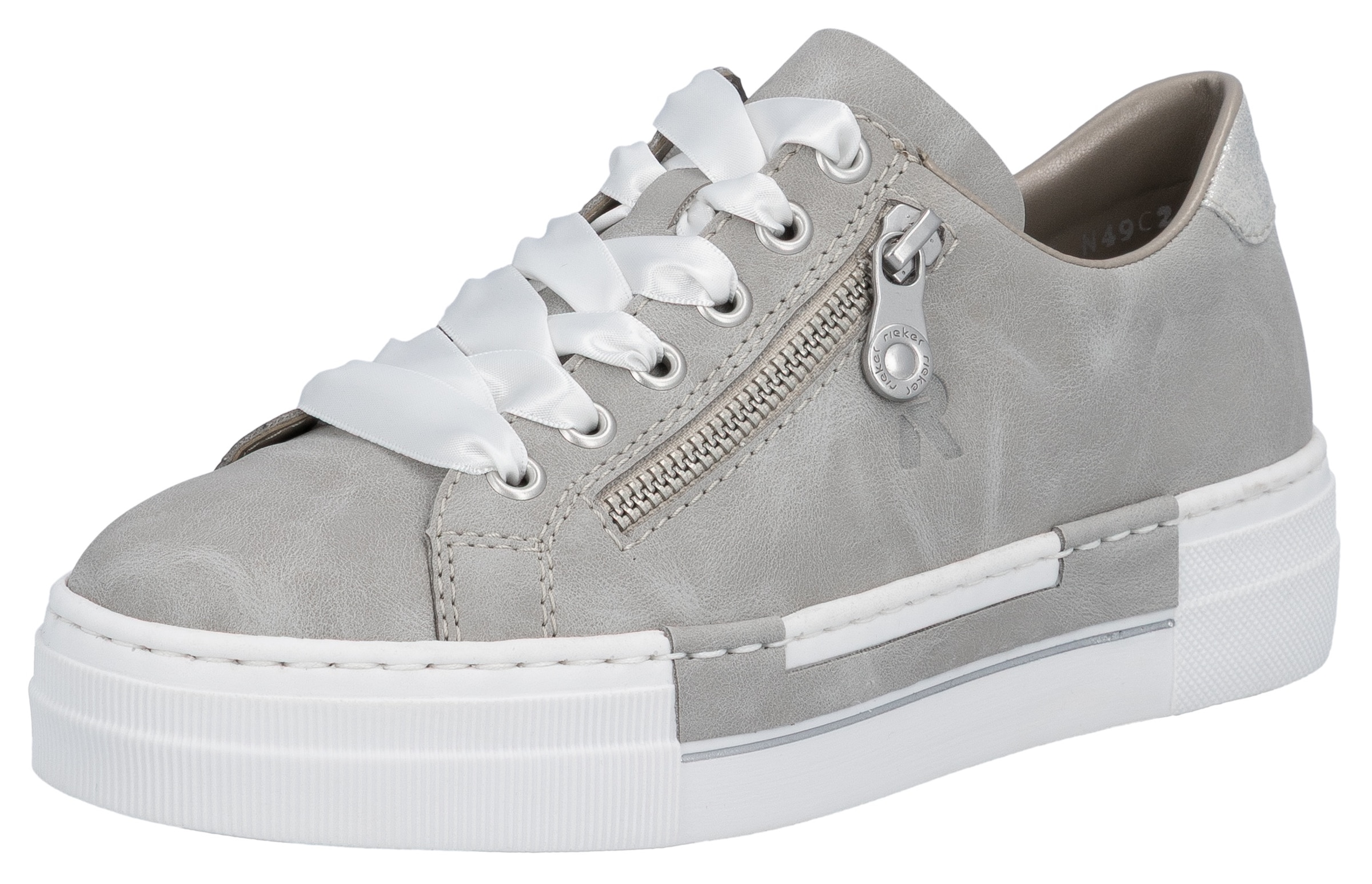 Image of Rieker Plateausneaker mit Zier-Reissverschluss, Freizeitschuh, Halbschuh, Schnürschuh