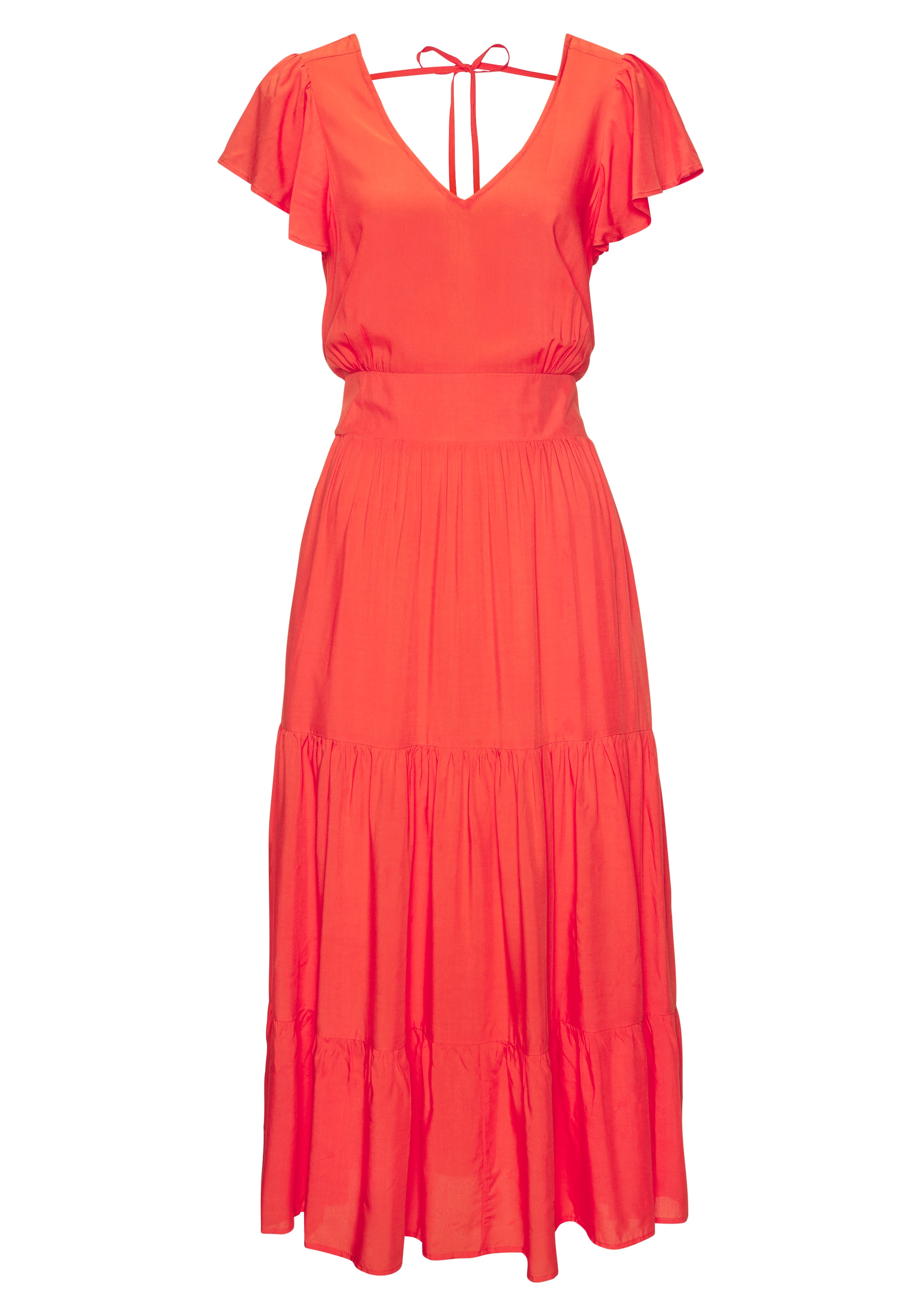 Vivance Robe midi Poches dans les coutures latérales avec encolure en V, robe d'été en tissu tissé