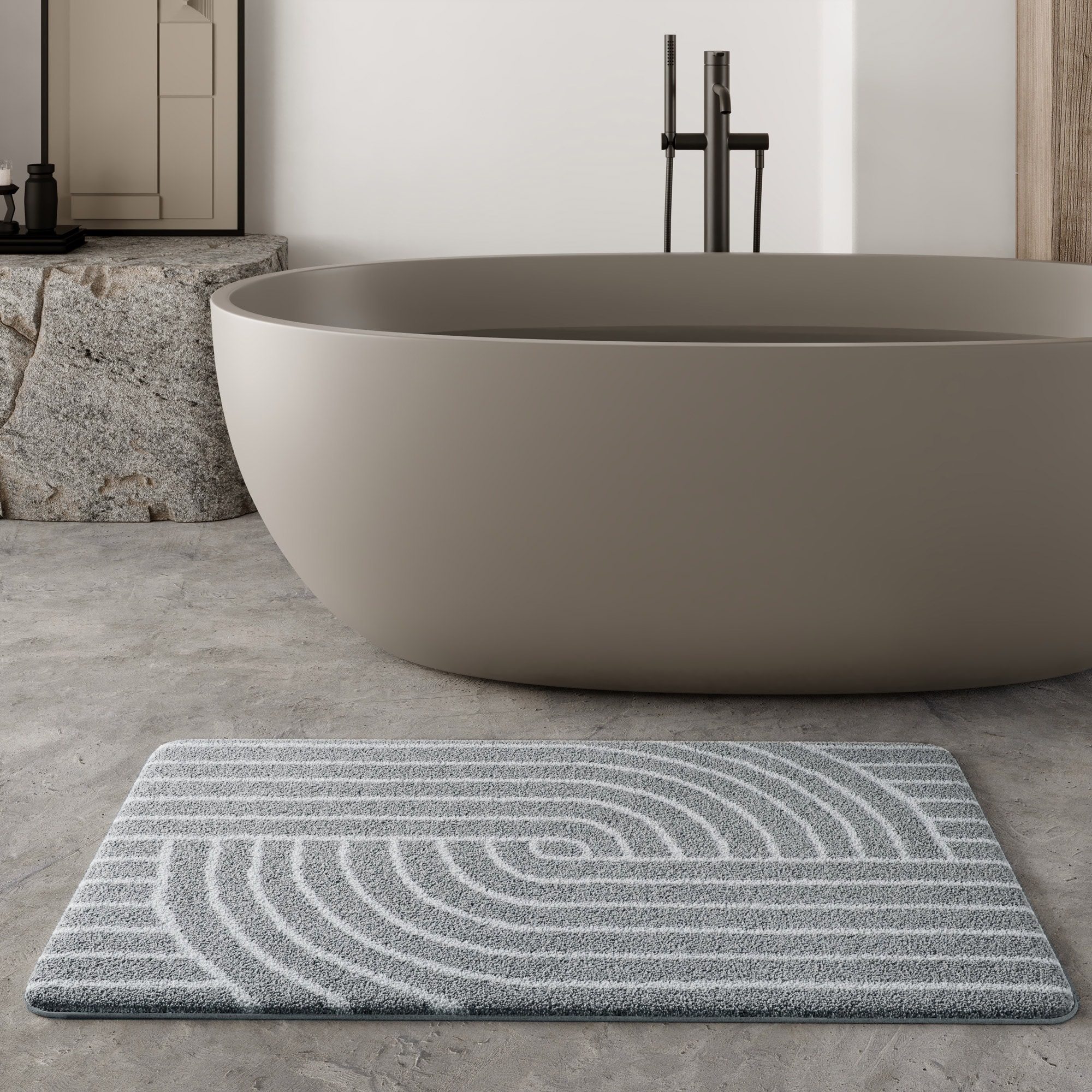 Image of Wecon home Basics Badematte "Hilda" Höhe 15 mm waschbar, rutschfest, strapazierfähig, pflegeleicht mit Retro Muster
