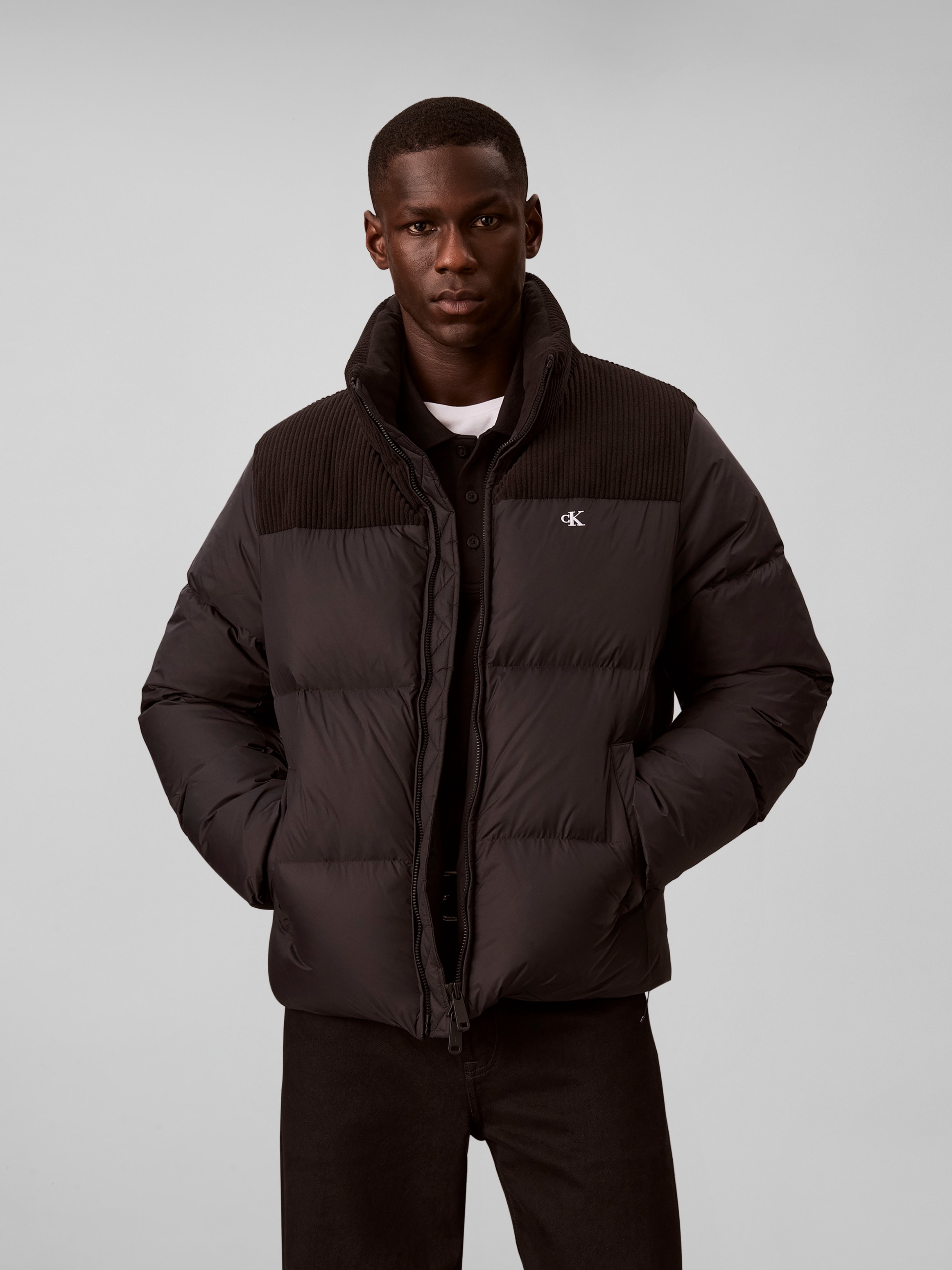 Image of Calvin Klein Steppjacke "MIXED MEDIA DOWN PUFFER" ohne Kapuze Regular fit mit Stehkragen