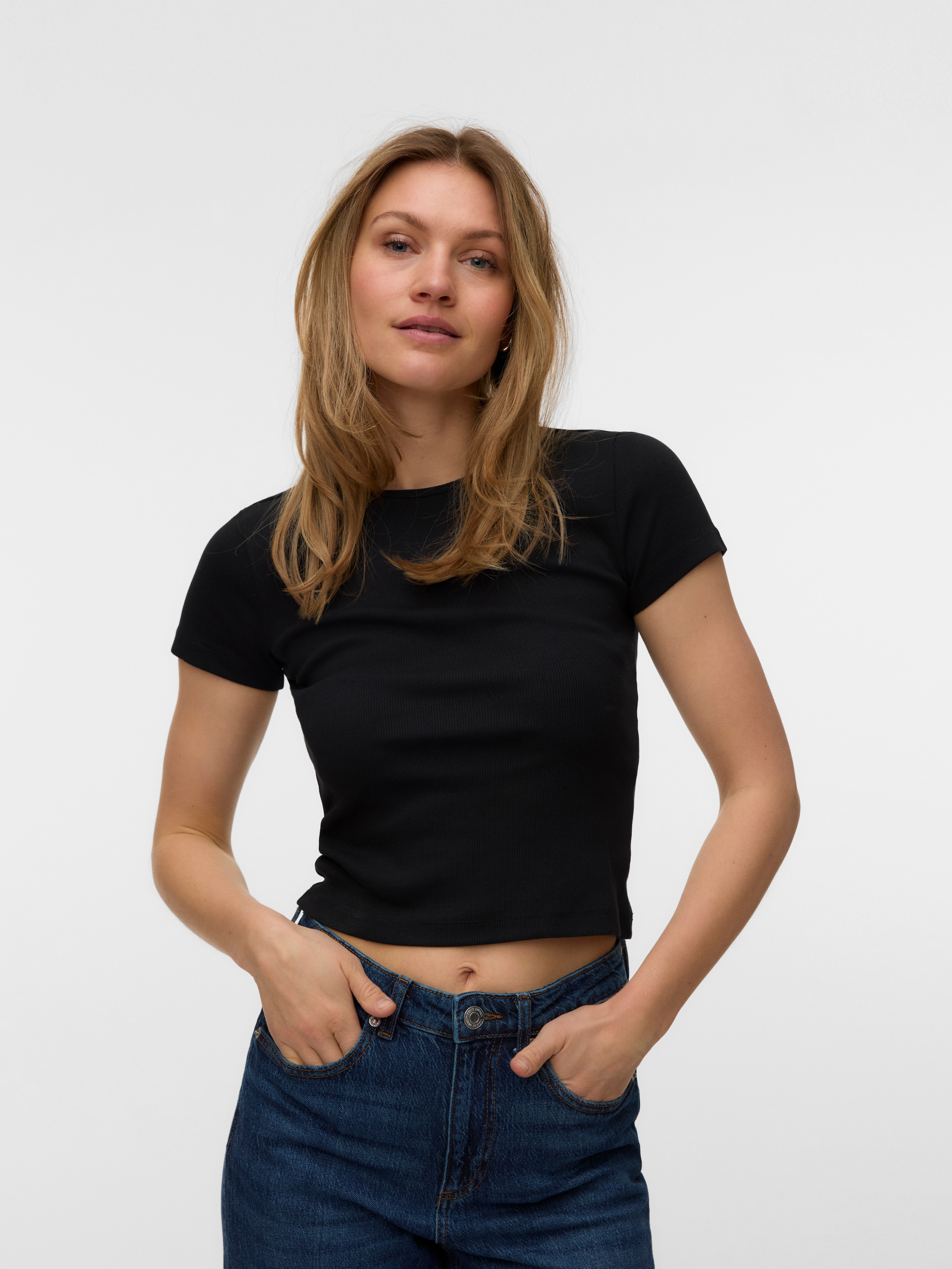 Vero Moda Kurzarmshirt »VMCHLOE SS SHORT TOP JRS 2-PACK NOOS« Packung, 2 Baumwollmischung