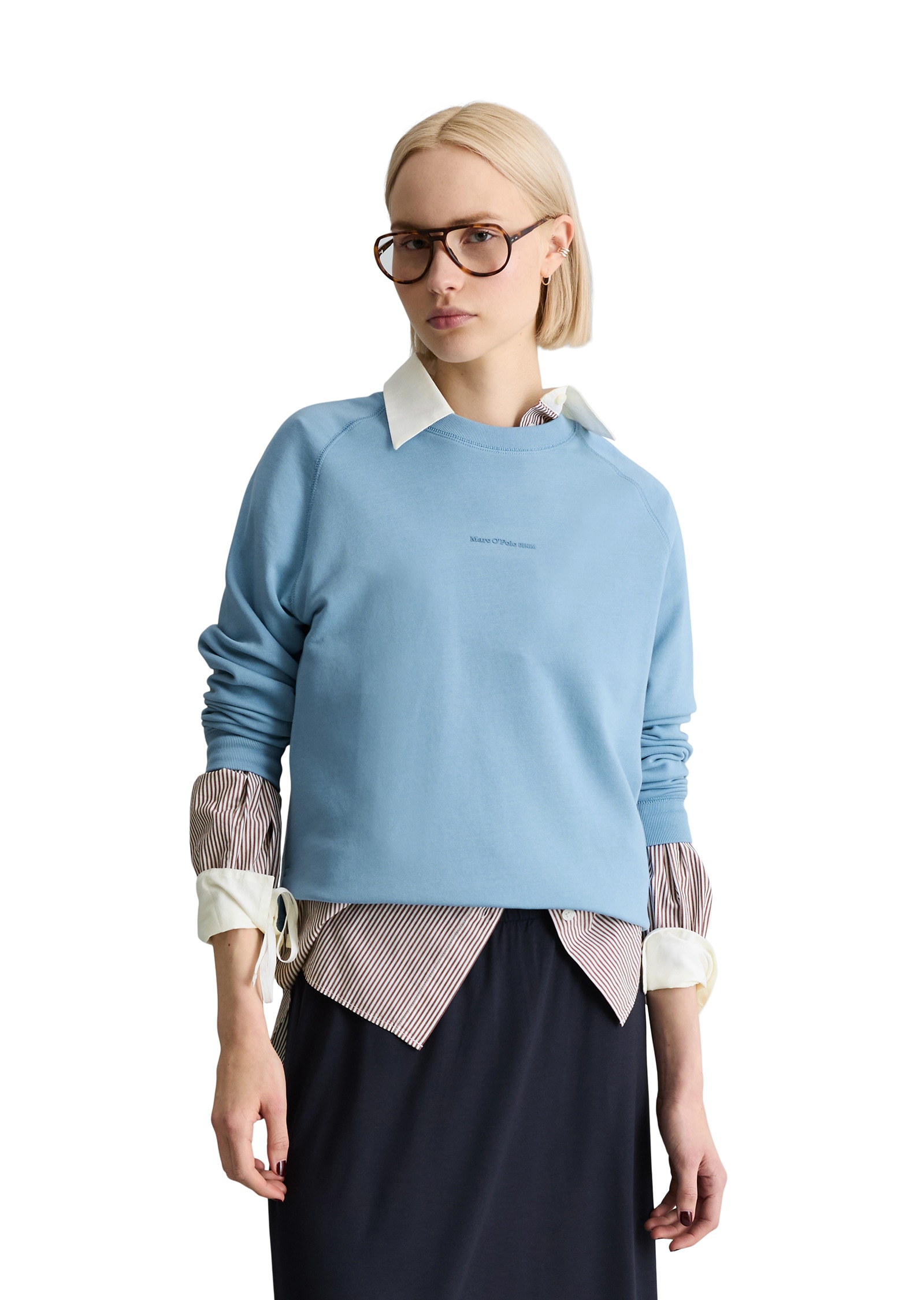 Image of Marc OPolo DENIM Sweatshirt, relaxed fit, aus Organic Cotton, mit Schlitzen an der Seitennaht