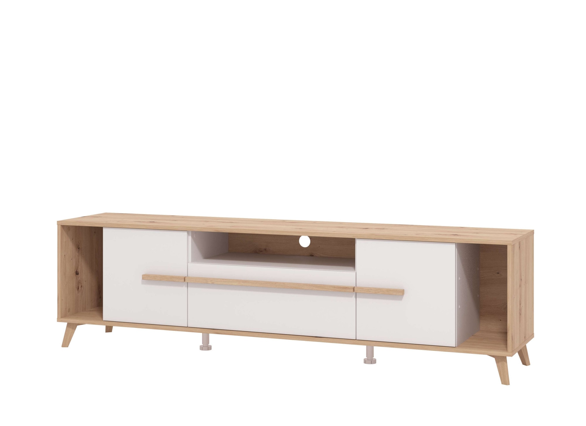 INOSIGN Lowboard »Orleans, TV-Lowboard, TV-Schrank, TV-Ständer, Breite 190 cm«, Kommode, Opaque Weiss/Artisan Eiche Dekor,modernes und elegantes Design