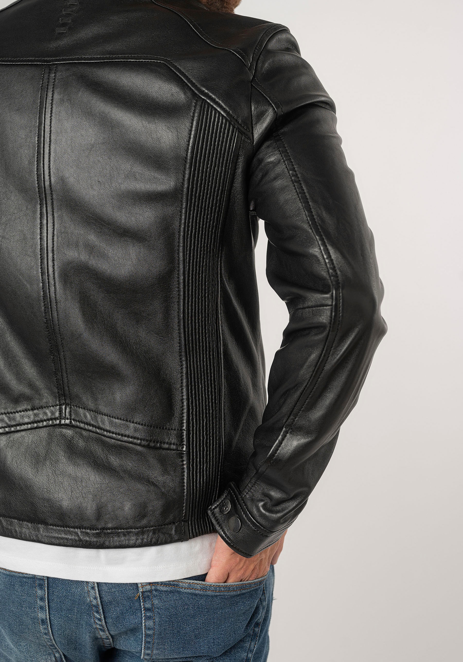 Mauritius Lederjacke »2Mtoji SF«, mit Reissverschluss, Zipperdetail, STehkragen Ziernähte