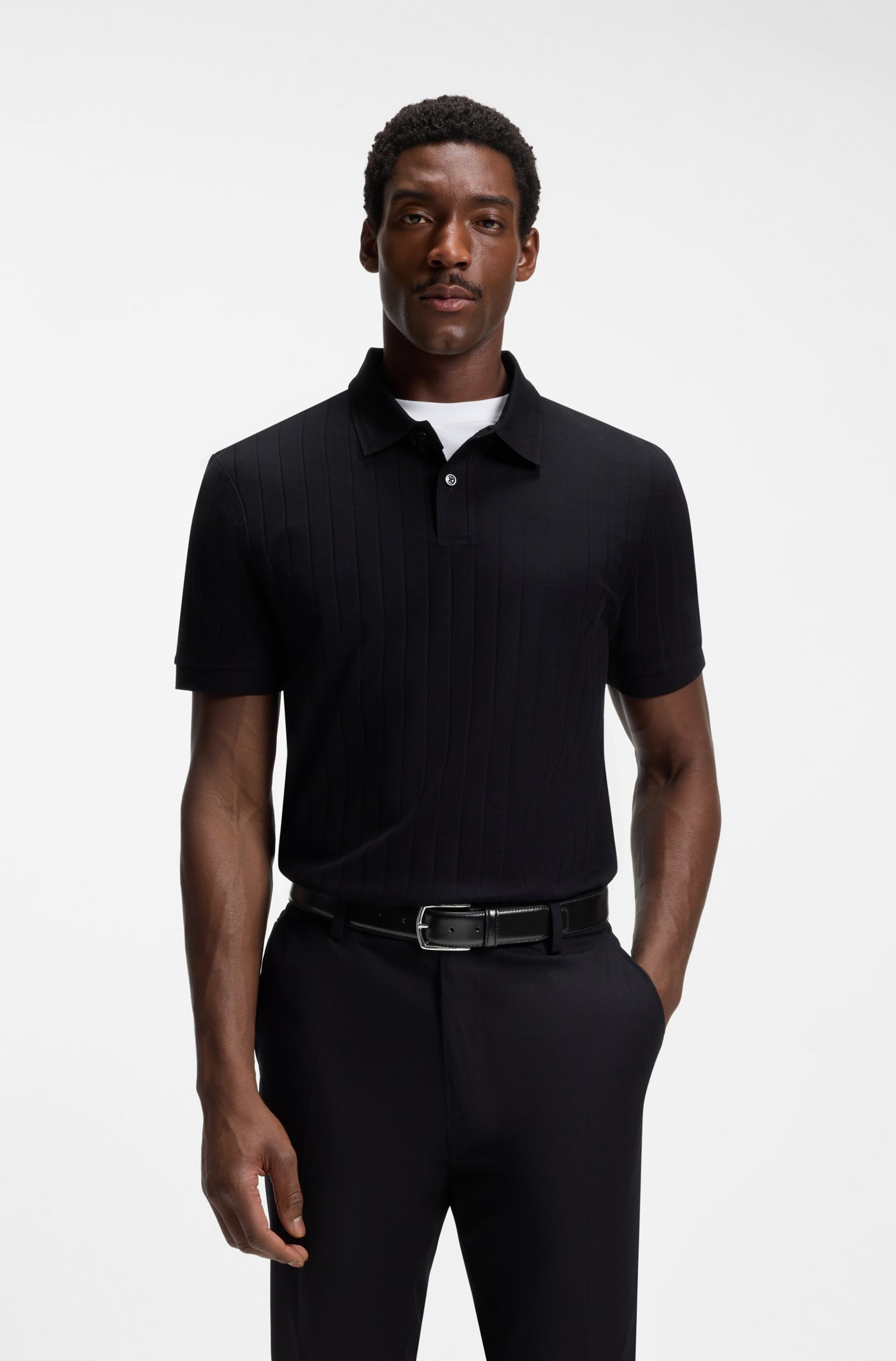 BOSS Ceinture en cuir »Claus-Tx-St_Sz35« mit Logo-Gravur am Verschluss